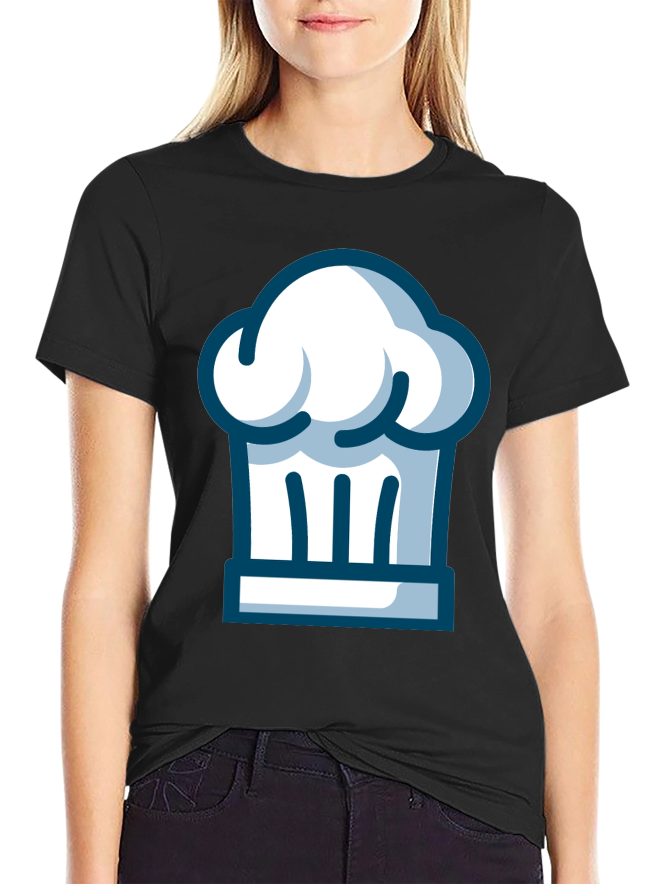 Chef Hat Graphic Tee - Black Cotton T-Shirt