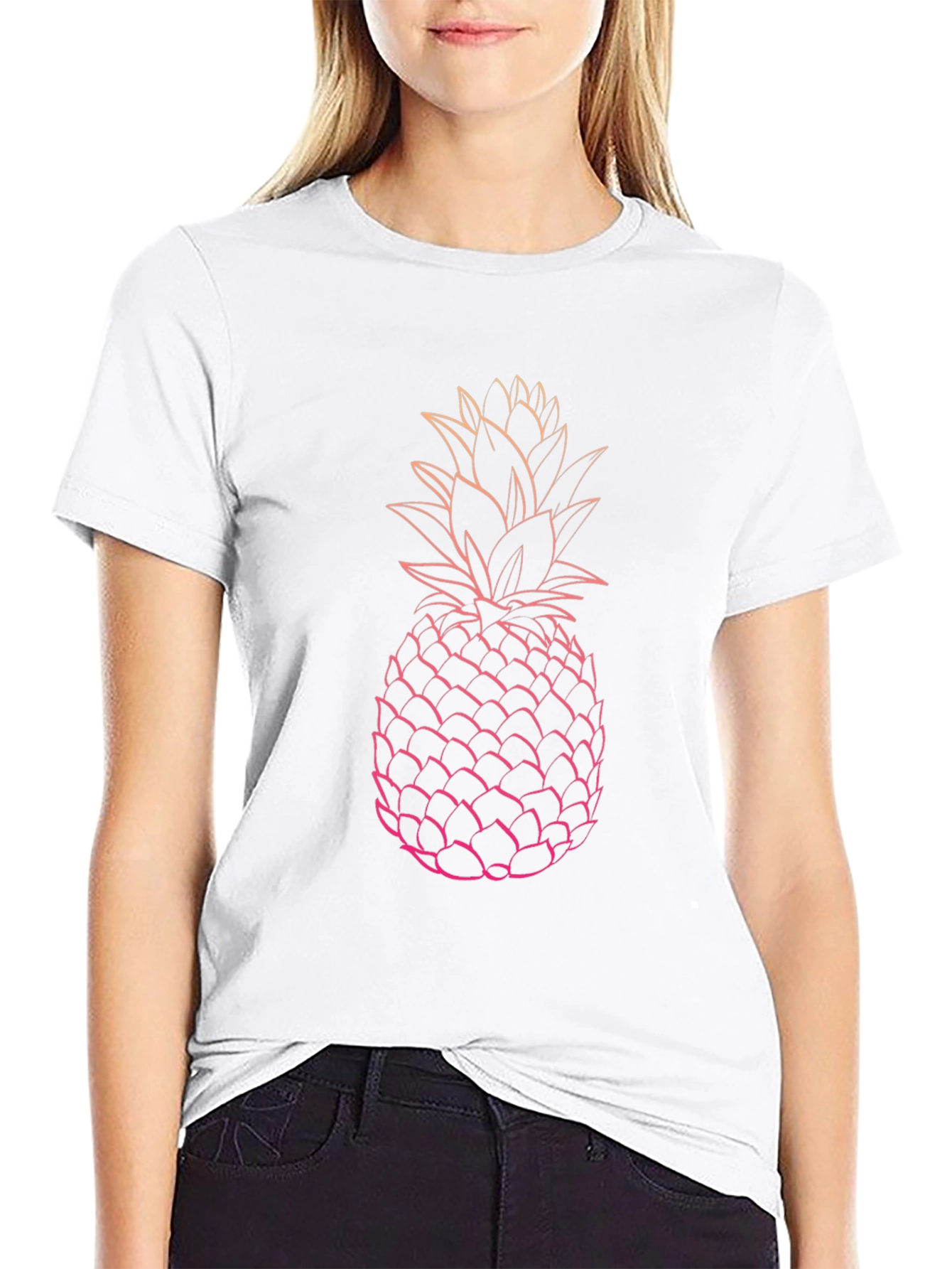 Pineapple Graphic Tee - Black Cotton T-Shirt