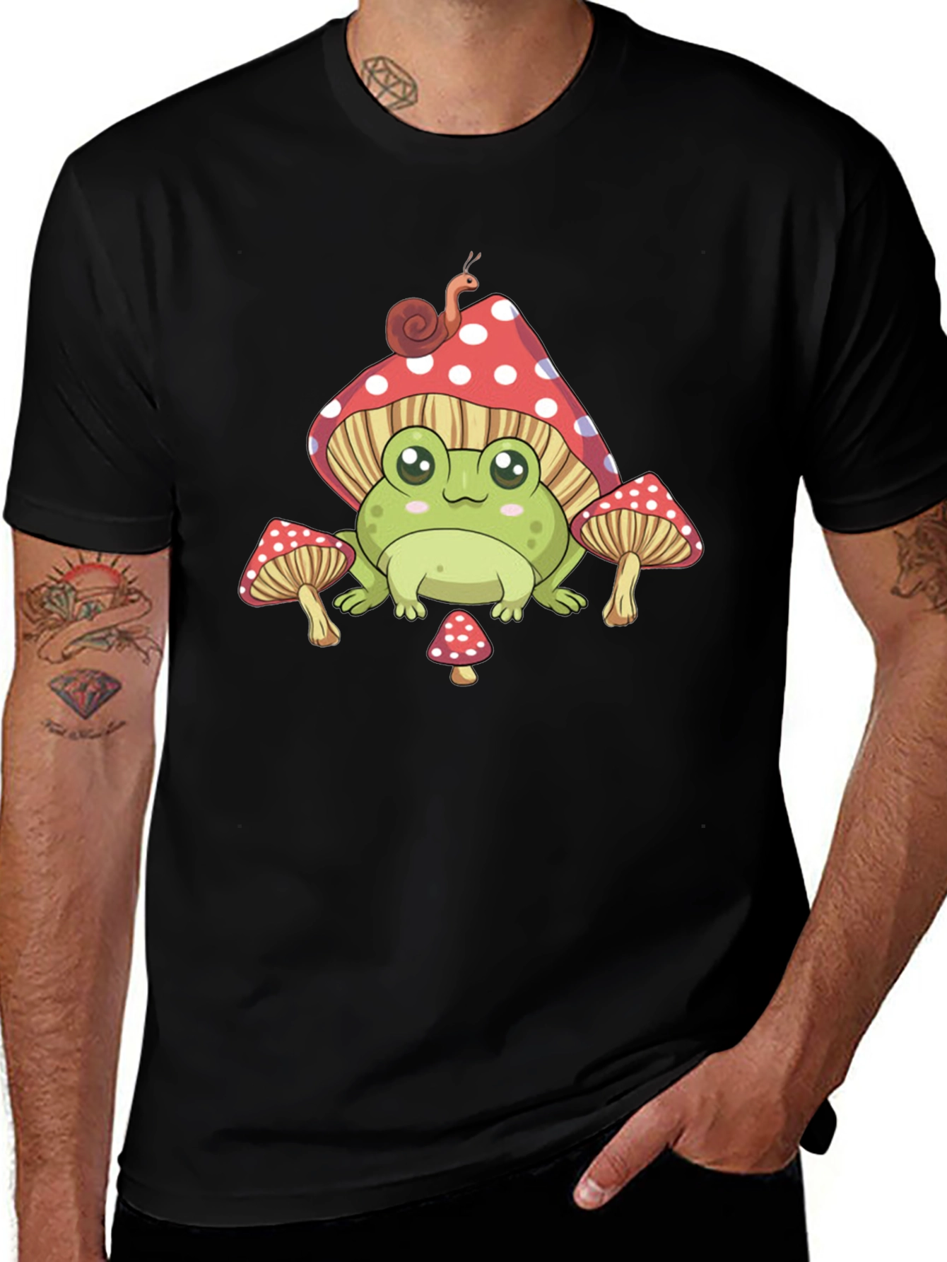 Cute Frog & Mushroom T-Shirt - Whimsical Design