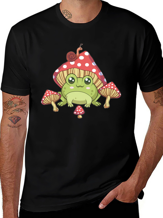 Cute Frog & Mushroom T-Shirt - Whimsical Design