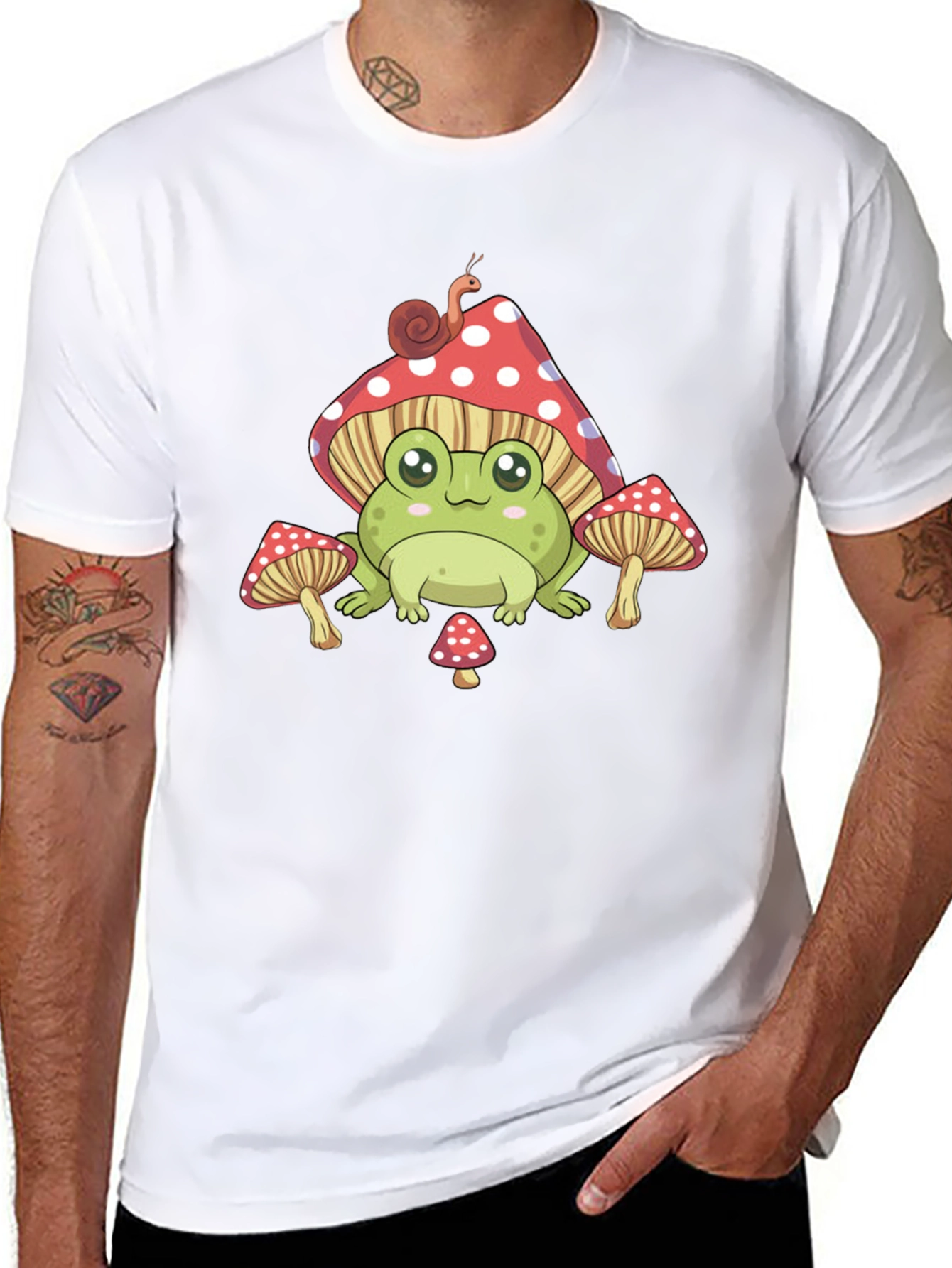 Cute Frog & Mushroom T-Shirt - Whimsical Design