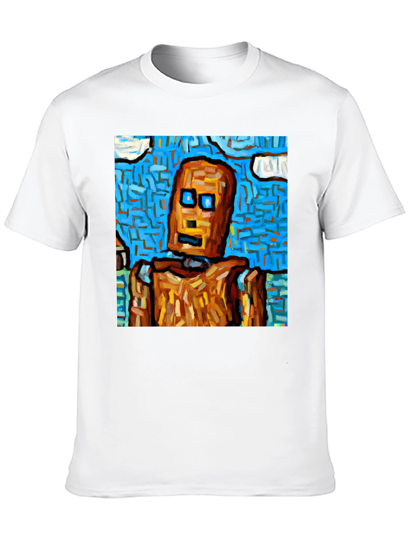 Abstract Robot Graphic Tee - Black Cotton T-Shirt