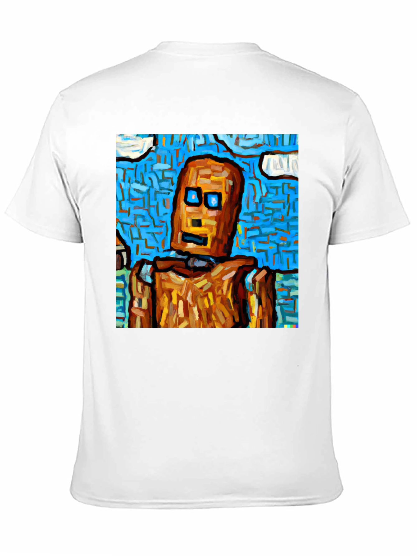 Abstract Robot Graphic Tee - Black Cotton T-Shirt