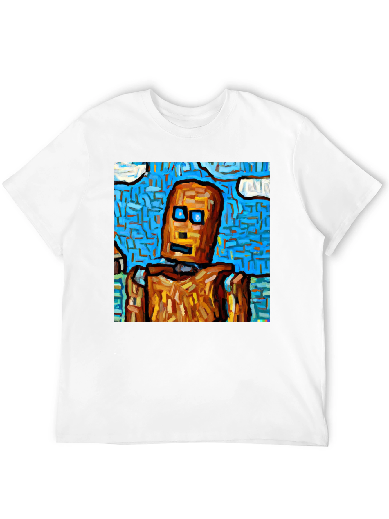 Abstract Robot Graphic Tee - Black Cotton T-Shirt