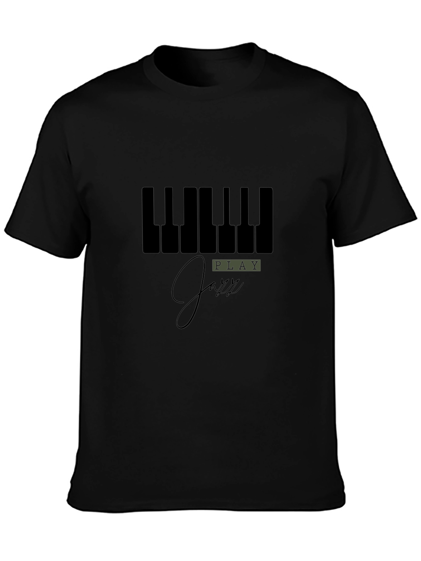 Play Jazz Piano Keys Graphic Black T-Shirt
