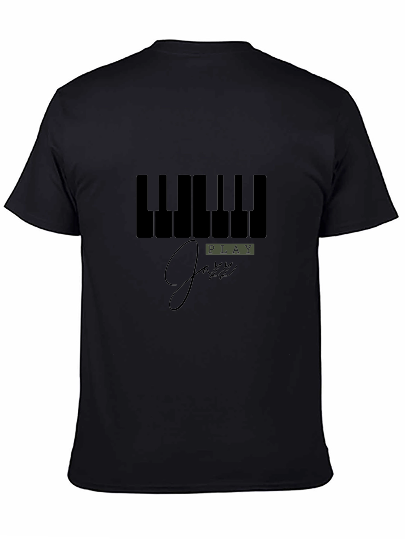 Play Jazz Piano Keys Graphic Black T-Shirt