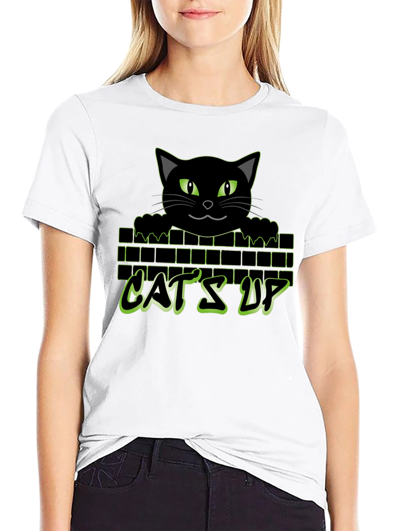 Cats Up Graphic T-Shirt - Black