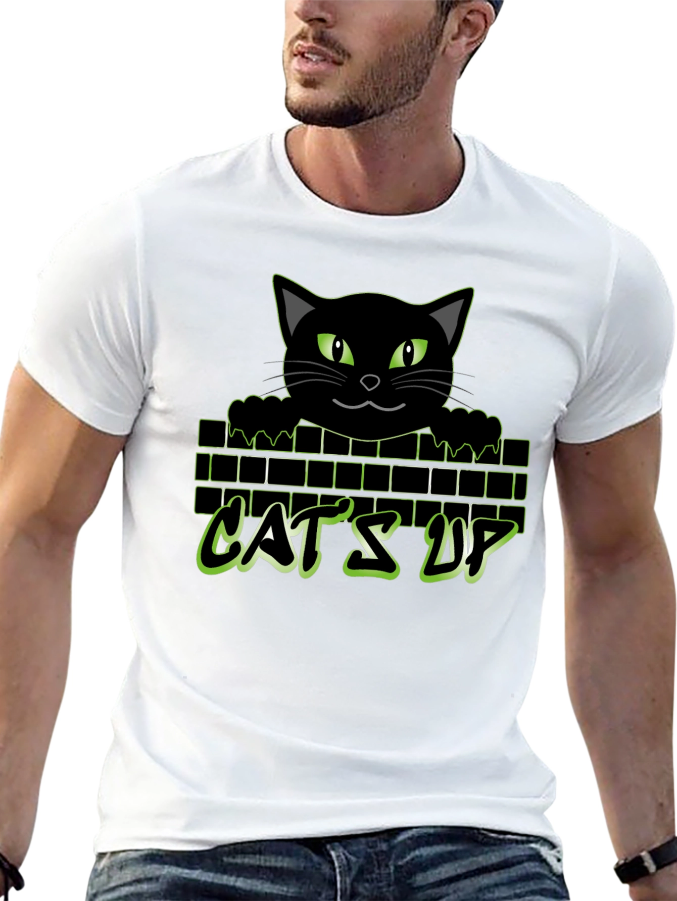 Cats Up Graphic T-Shirt - Black