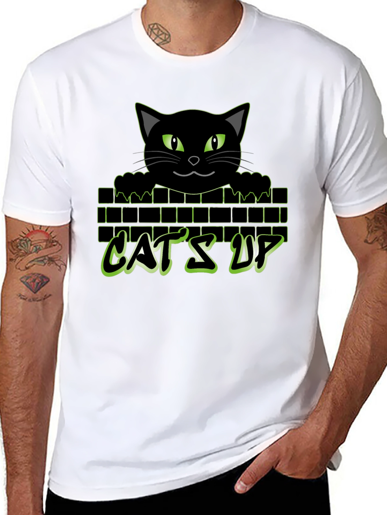 Cats Up Graphic T-Shirt - Black
