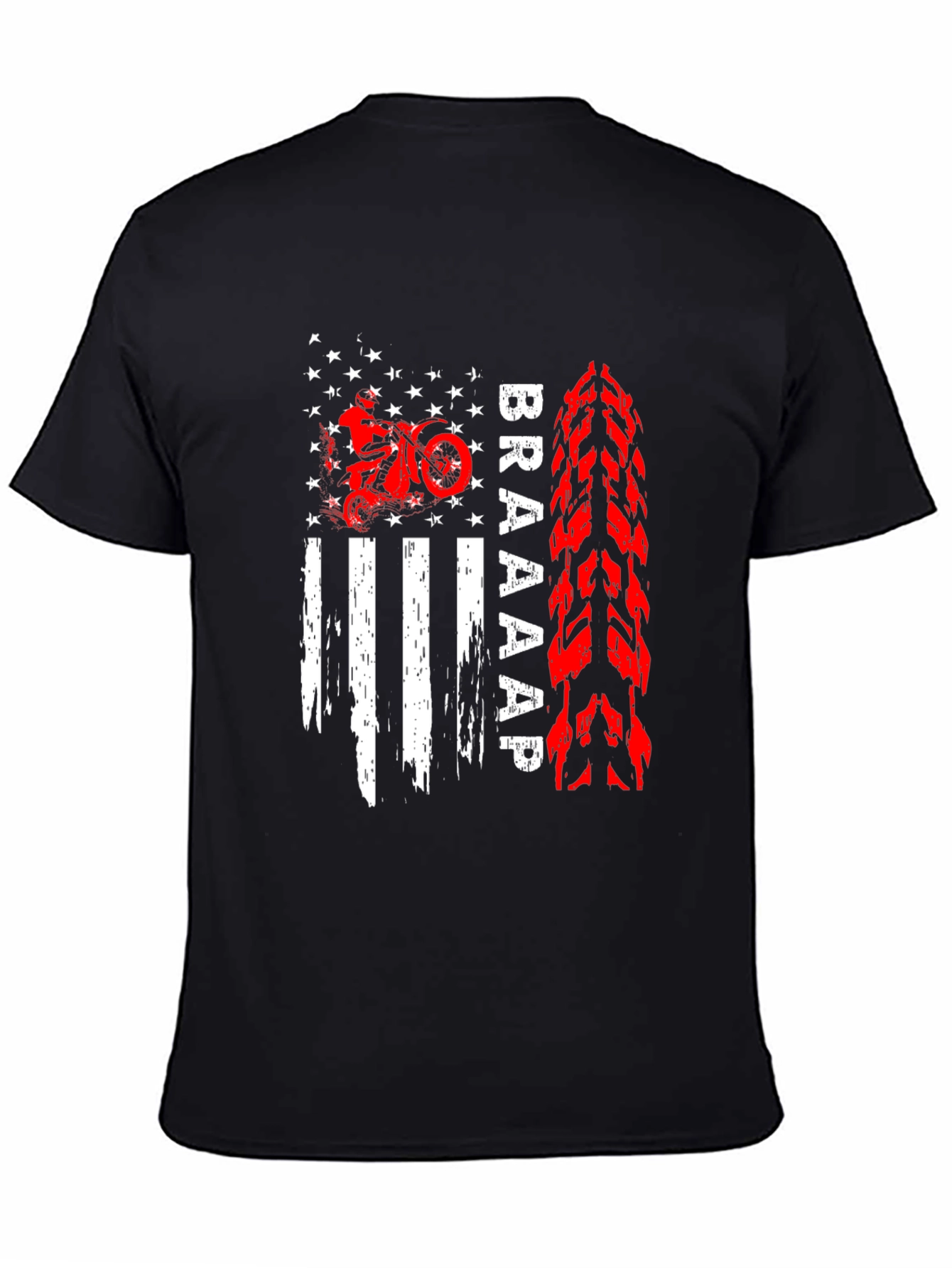 Braaap Motorcycle USA Flag Graphic T-Shirt