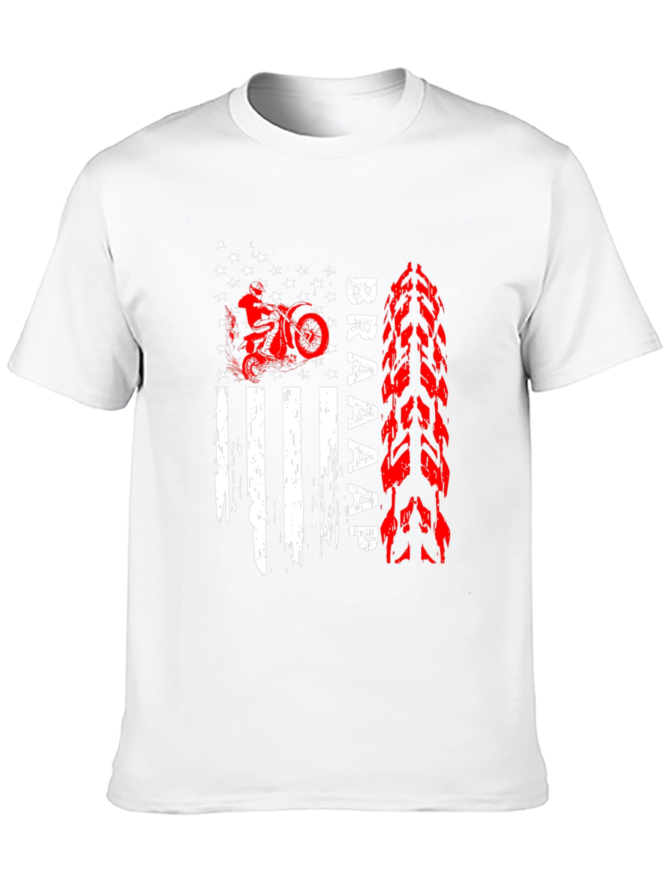 Braaap Motorcycle USA Flag Graphic T-Shirt