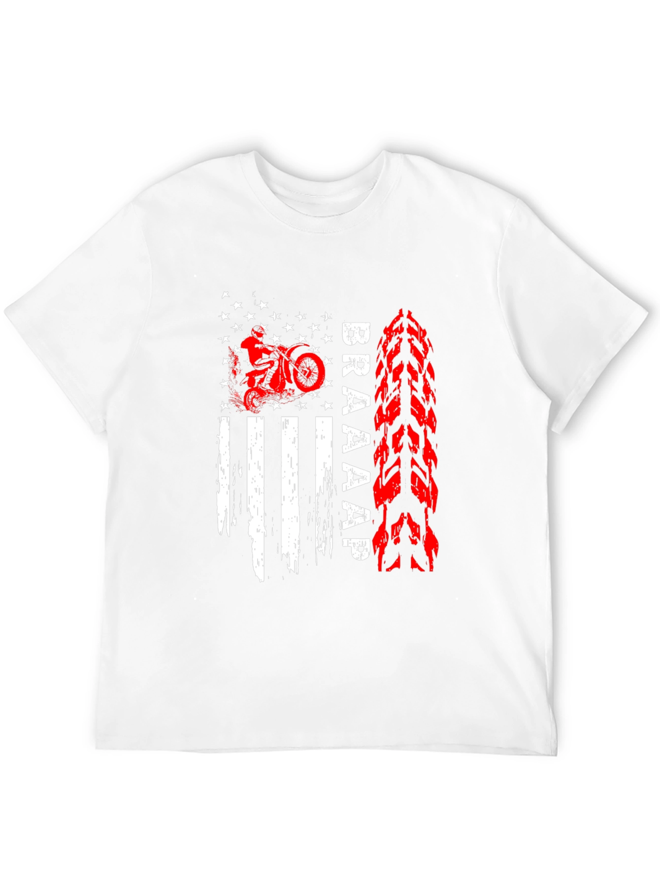Braaap Motorcycle USA Flag Graphic T-Shirt