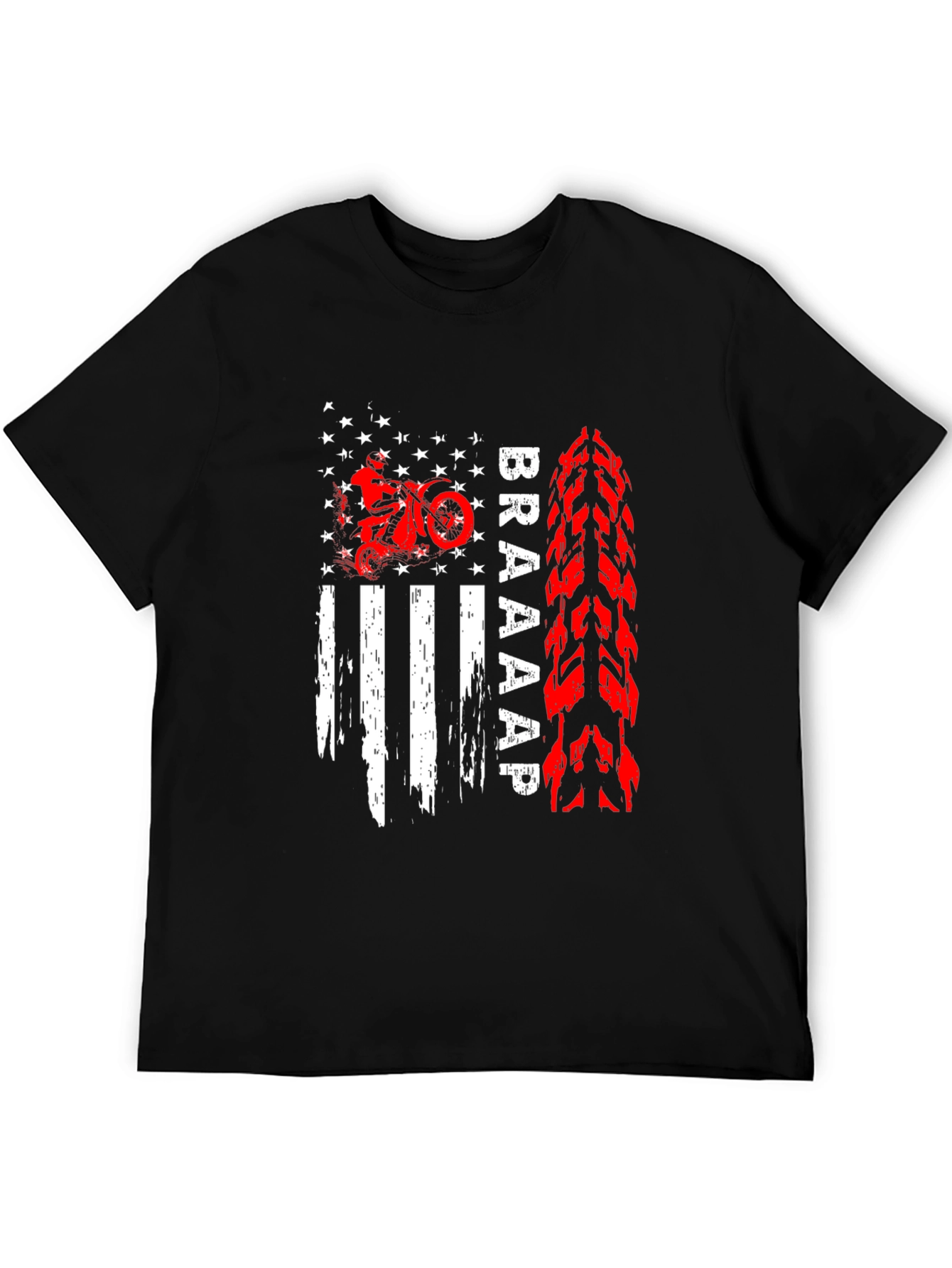 Braaap Motorcycle USA Flag Graphic T-Shirt
