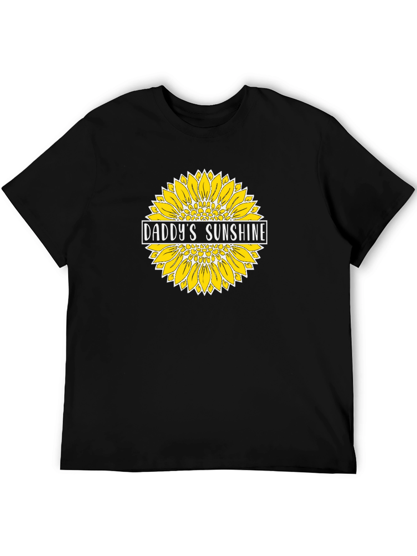 Daddys Sunshine Sunflower Graphic Tee - Black Cotton