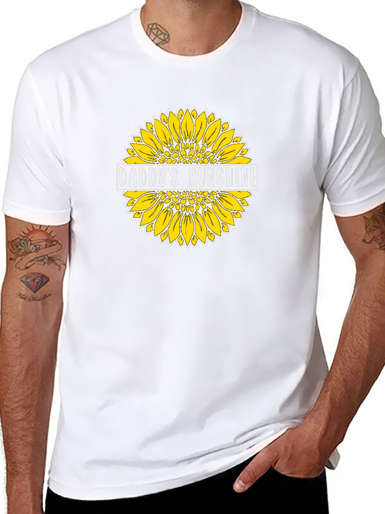 Daddys Sunshine Sunflower Graphic Tee - Black Cotton