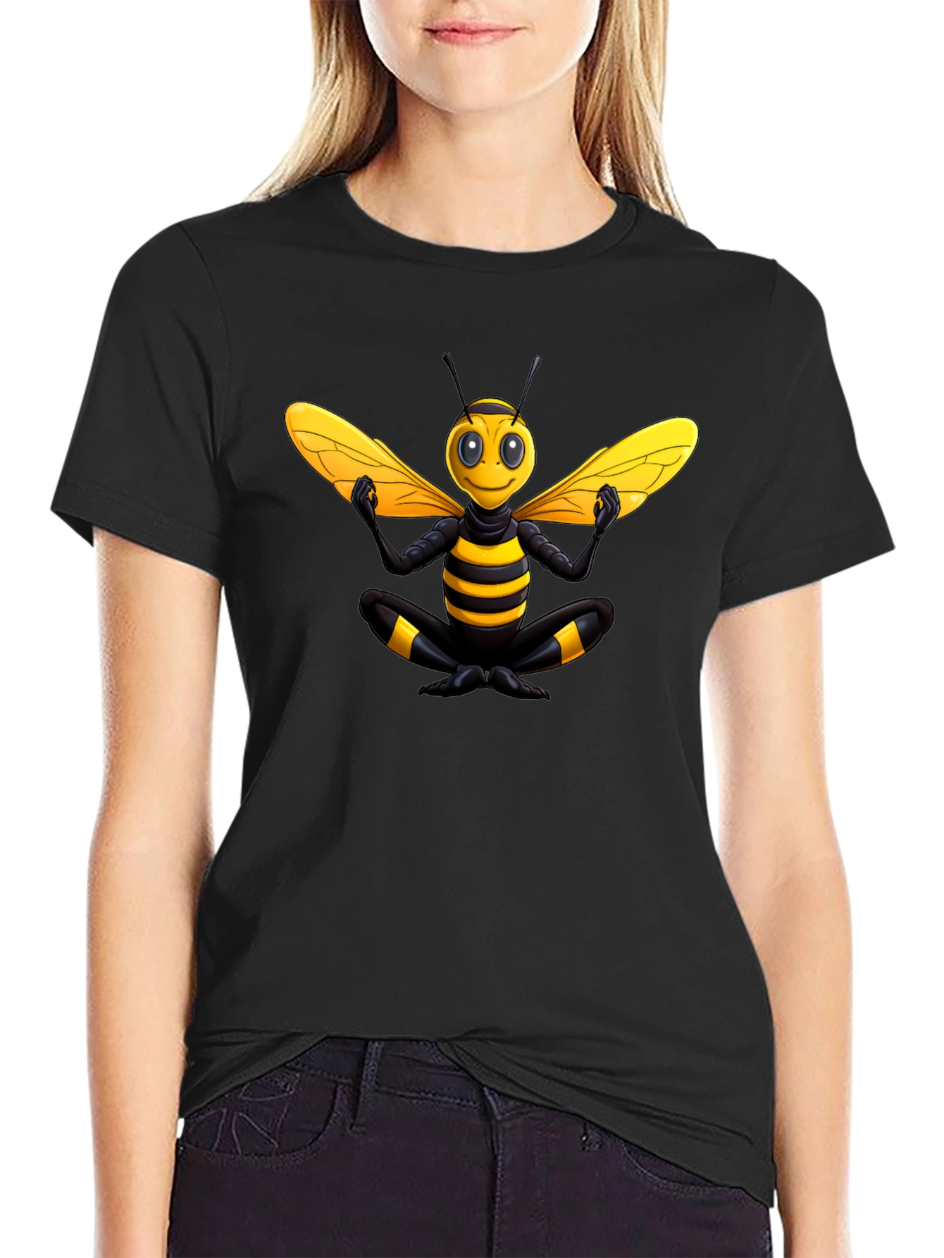 Zen Bee T-Shirt - Black Cotton Blend