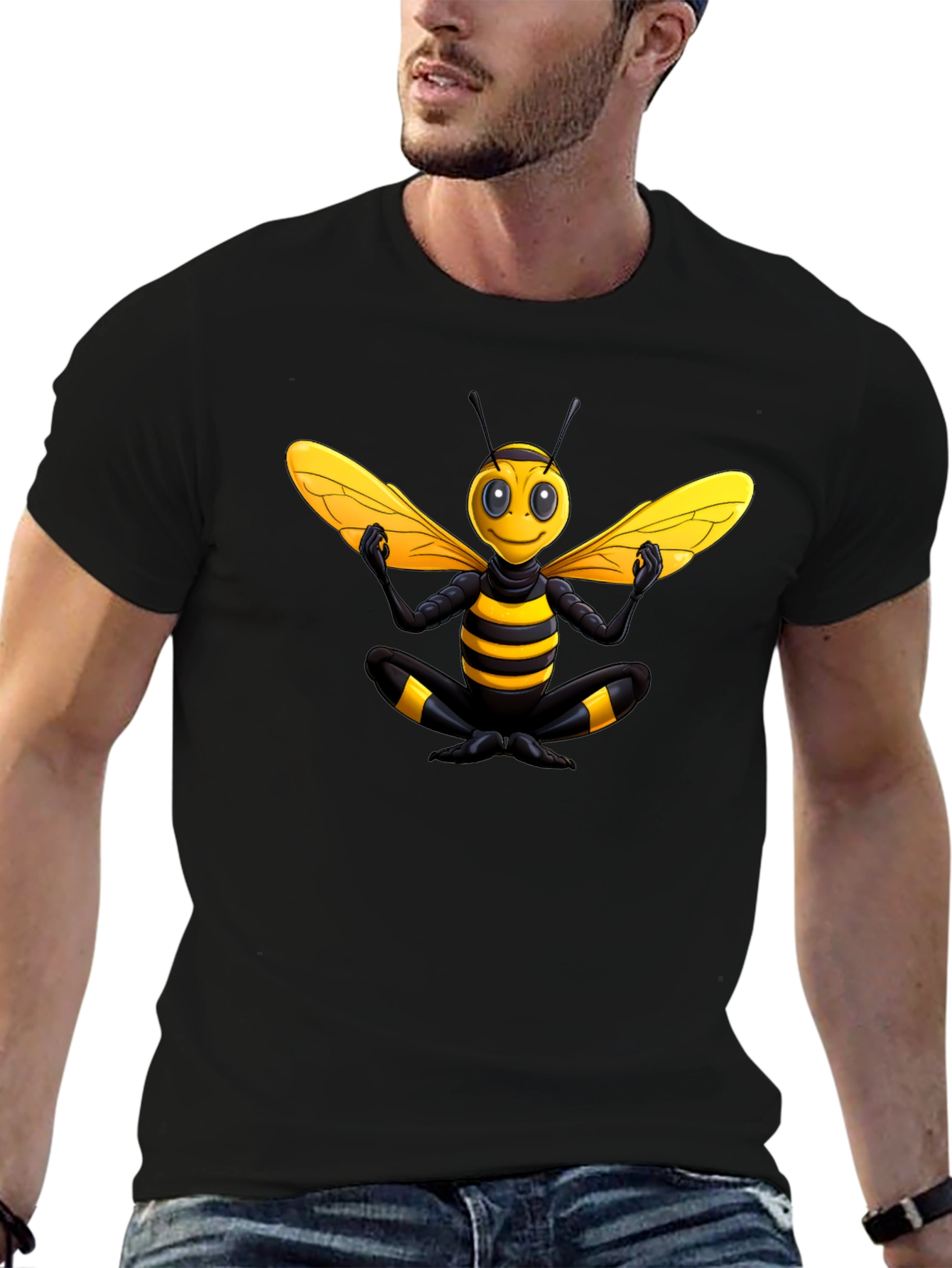 Zen Bee T-Shirt - Black Cotton Blend
