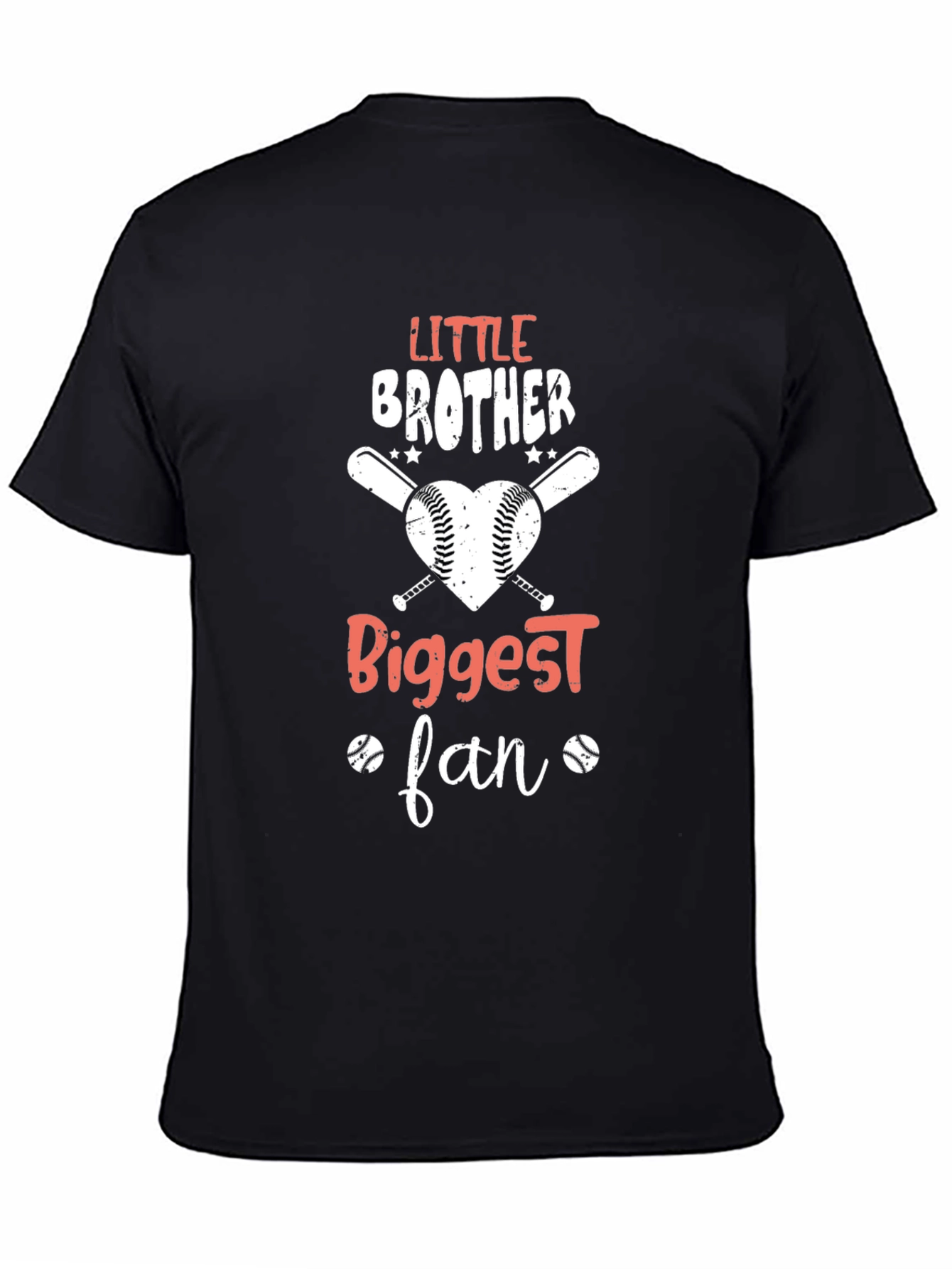 Little Brother Biggest Fan Baseball T-Shirt