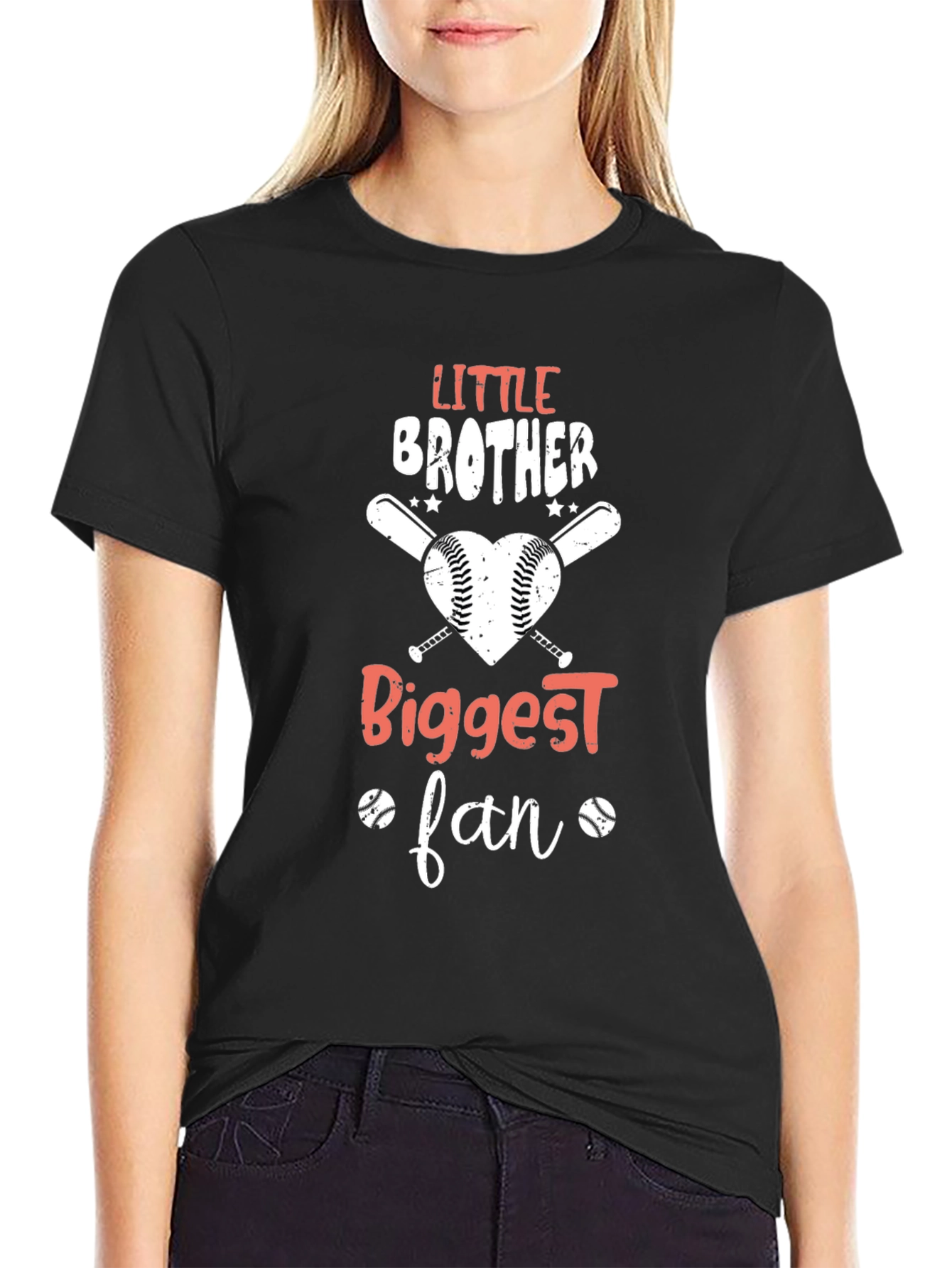 Little Brother Biggest Fan Baseball T-Shirt