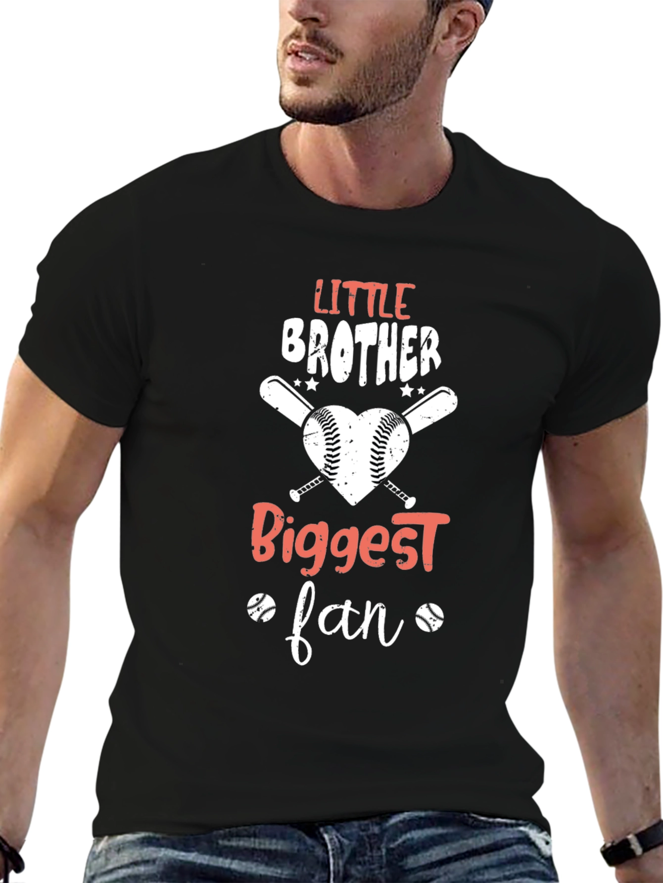 Little Brother Biggest Fan Baseball T-Shirt