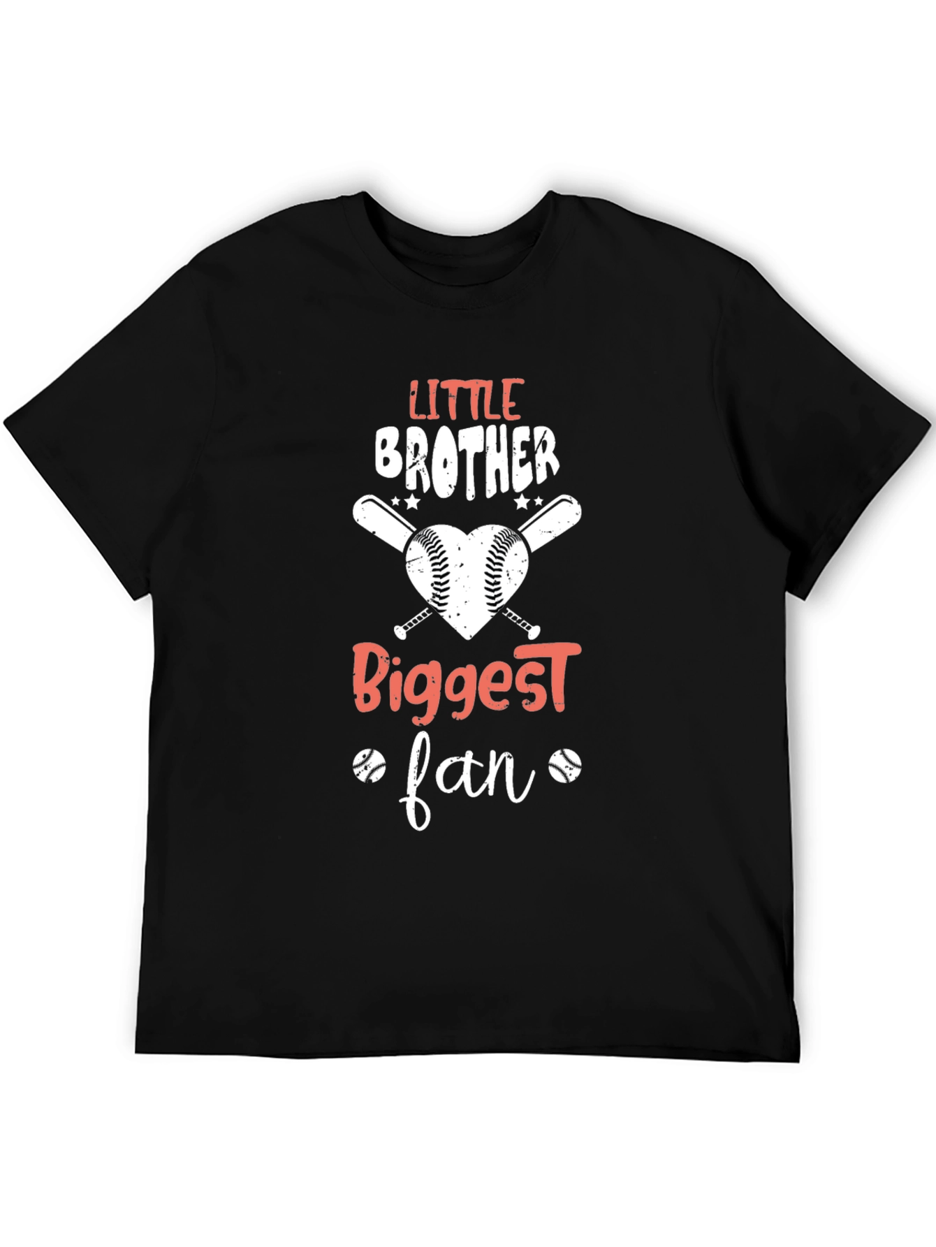 Little Brother Biggest Fan Baseball T-Shirt