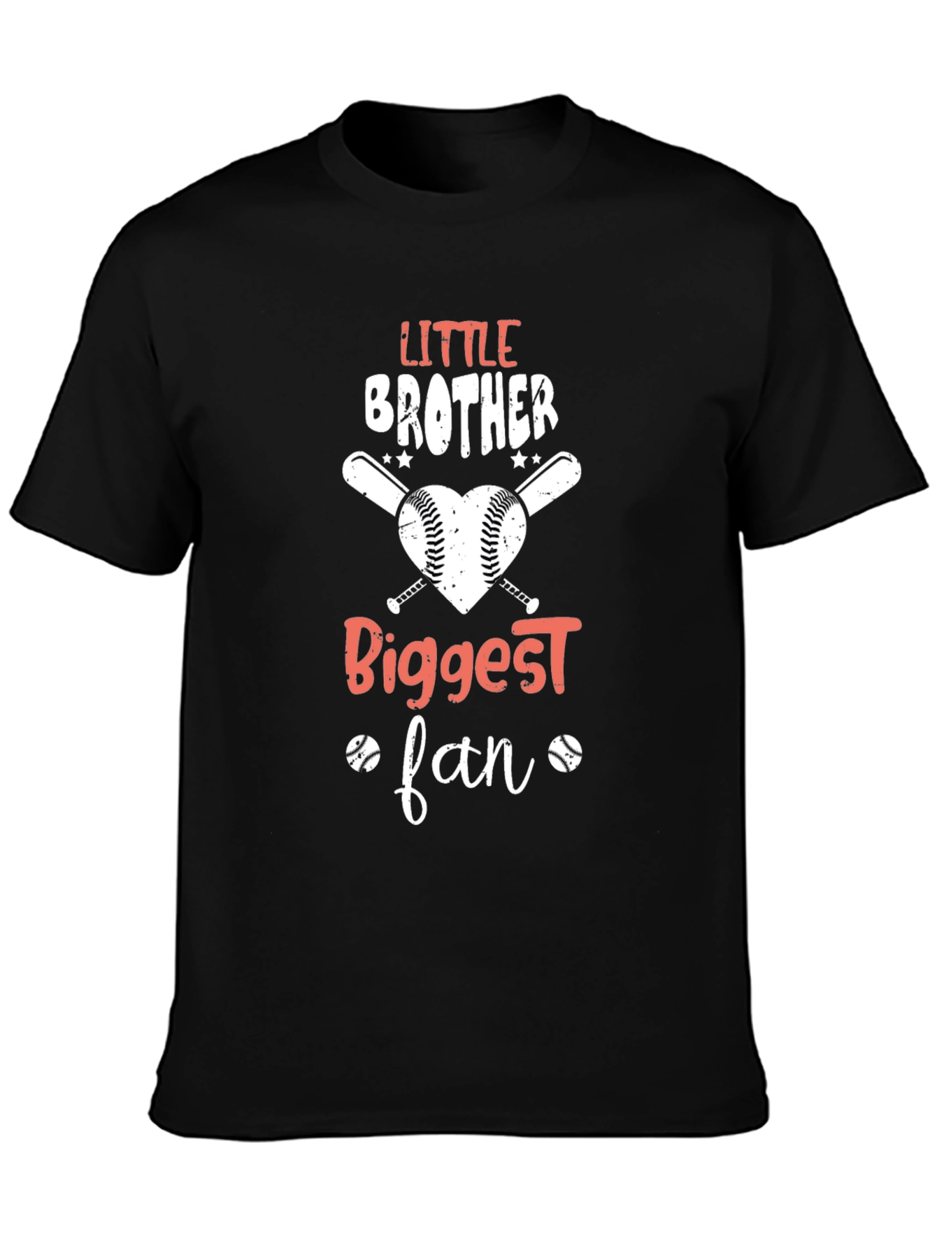 Little Brother Biggest Fan Baseball T-Shirt