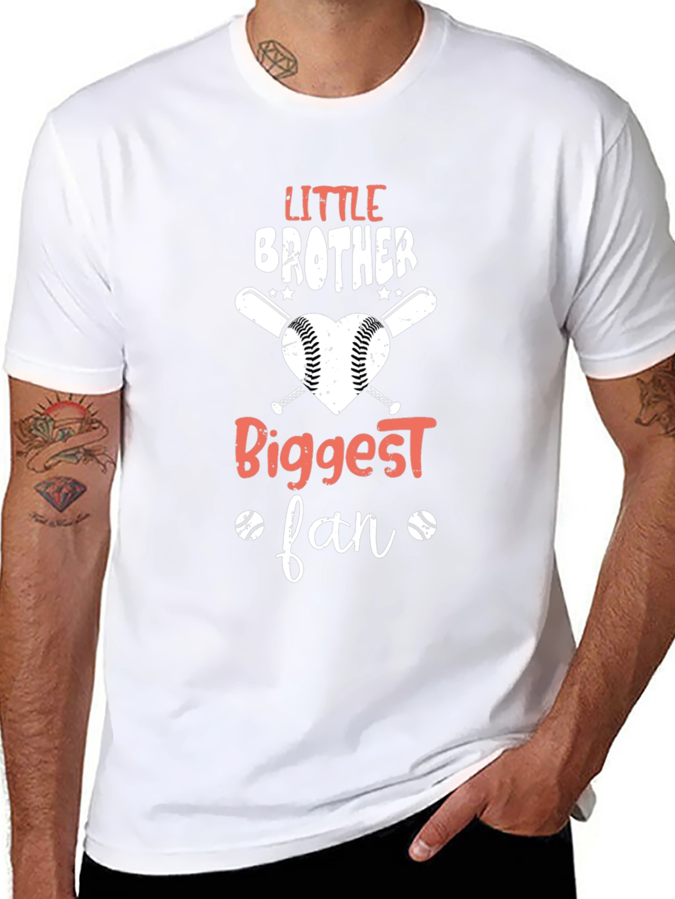 Little Brother Biggest Fan Baseball T-Shirt
