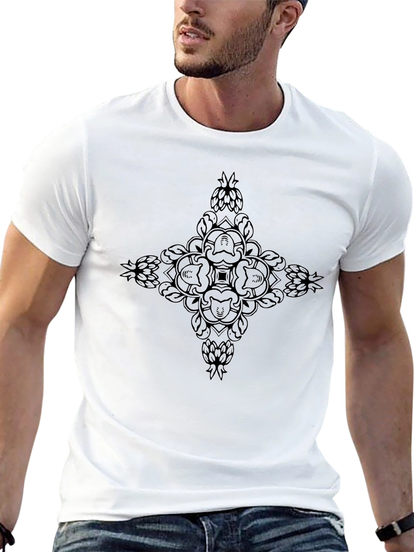 Black Mandala Graphic Tee - Stylish Mens T-Shirt