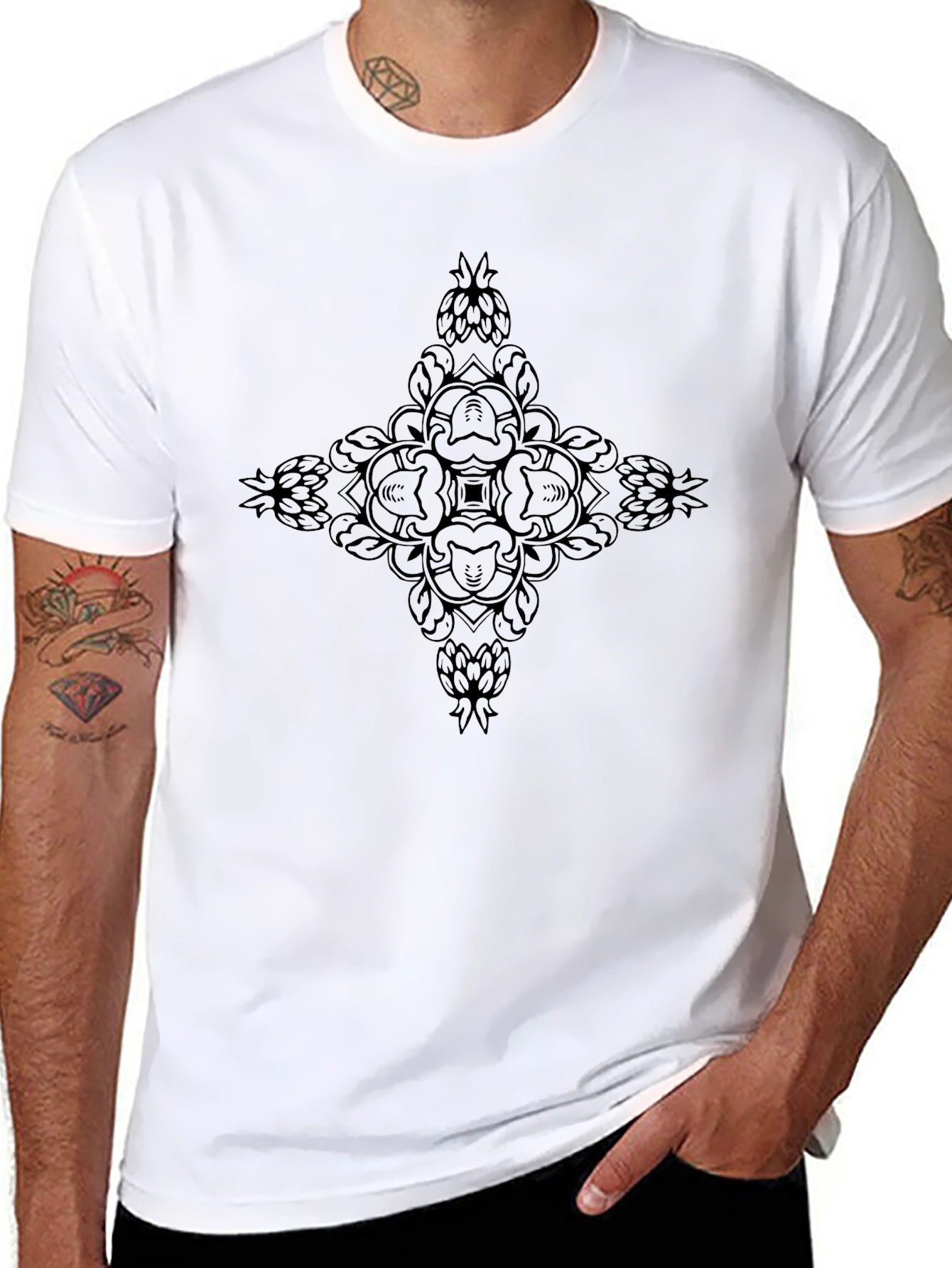 Black Mandala Graphic Tee - Stylish Mens T-Shirt