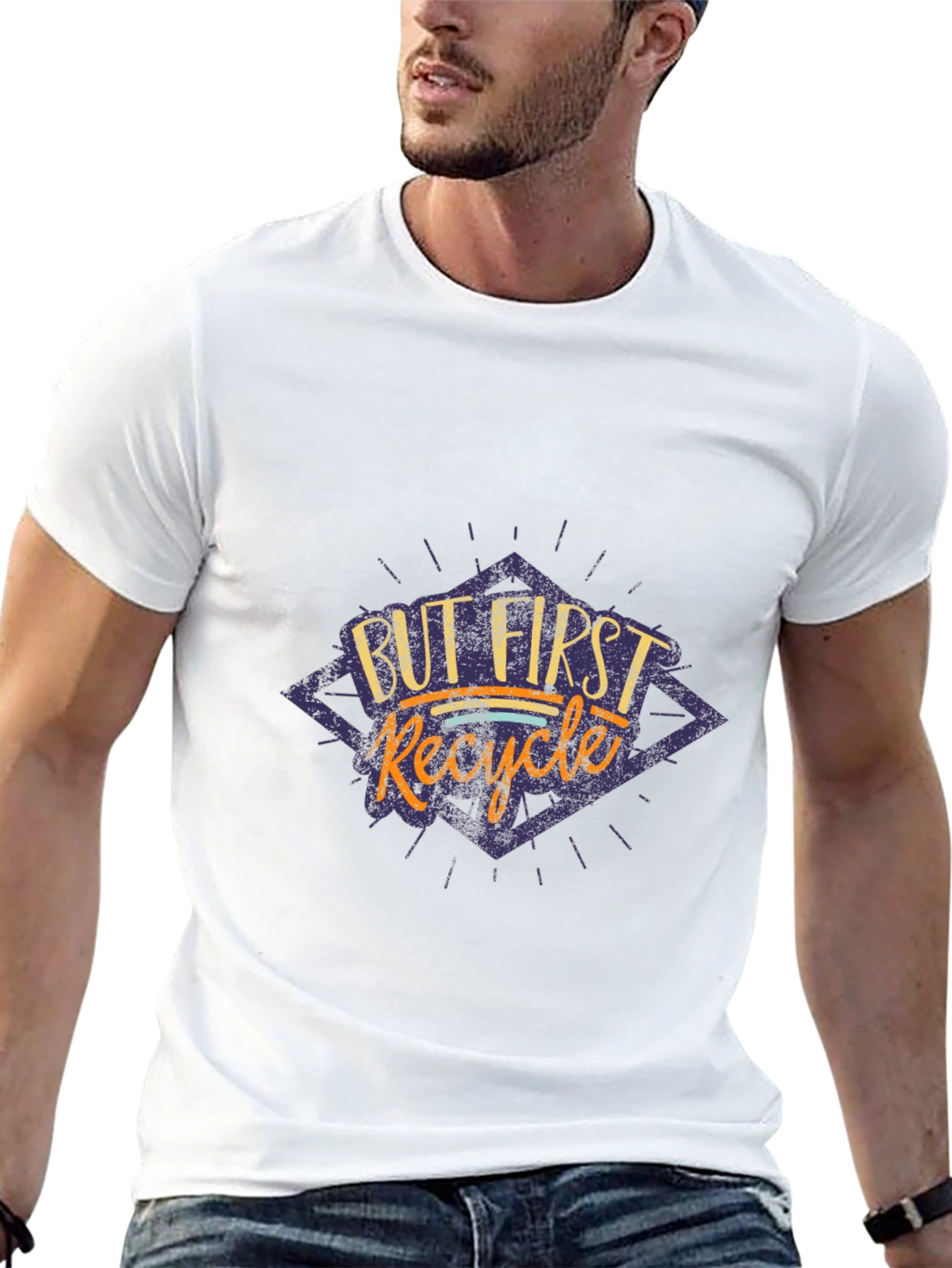 But First Recycle Graphic Tee - Black Cotton T-Shirt
