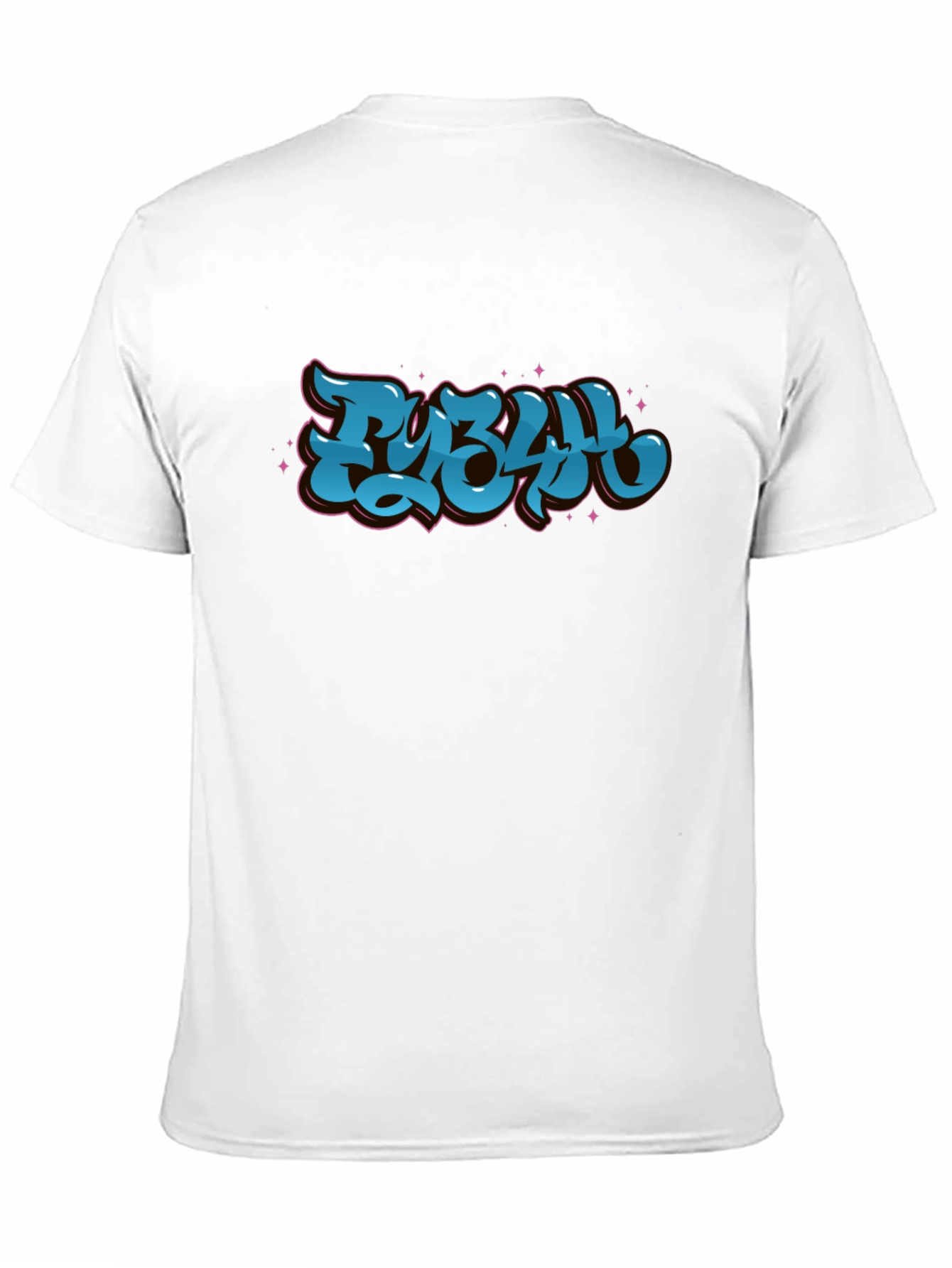 Stylish Black Graphic Tee - Bold Blue Lettering Design