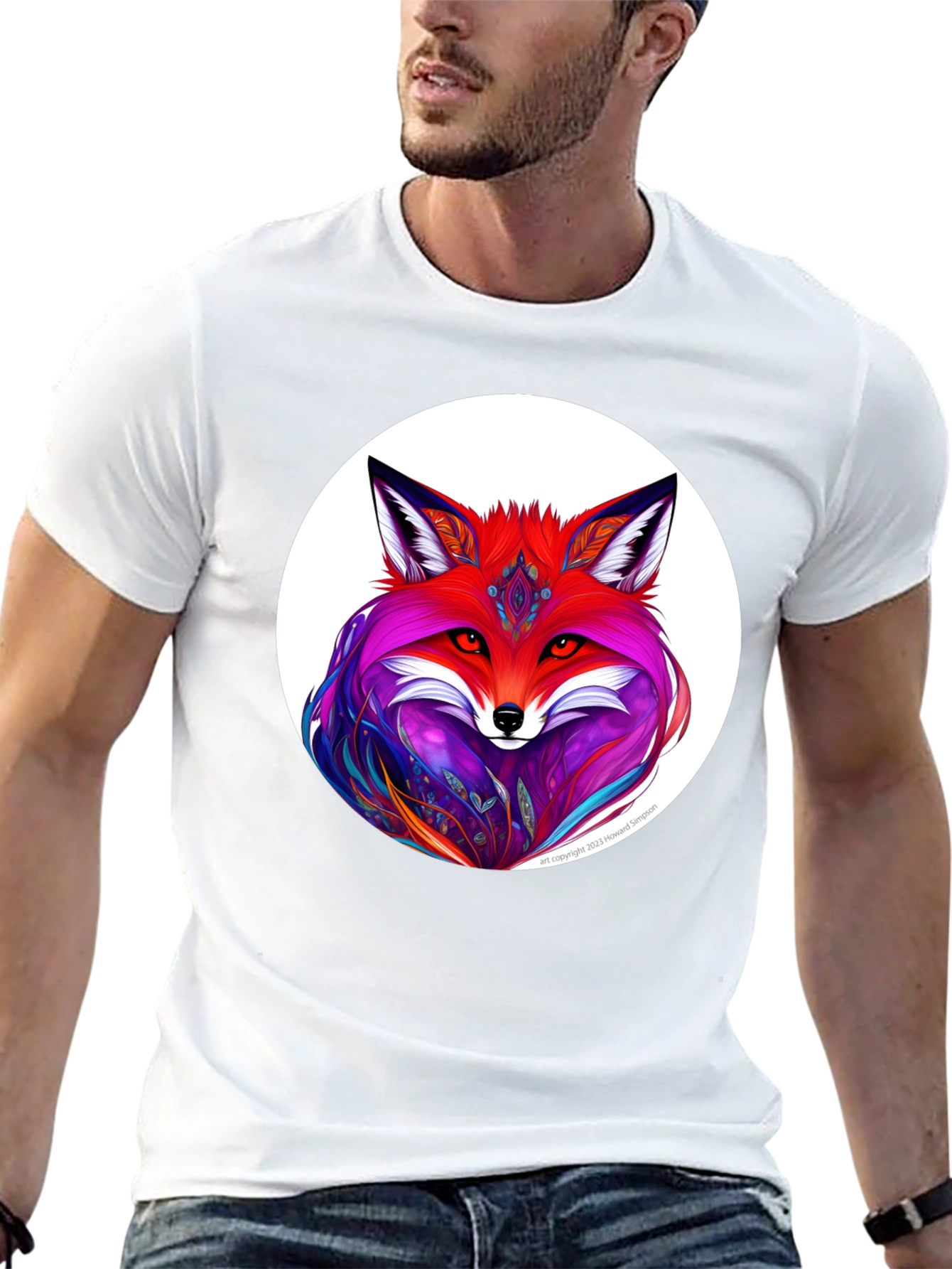 Vibrant Fox Graphic Tee - Unique Artistic Design