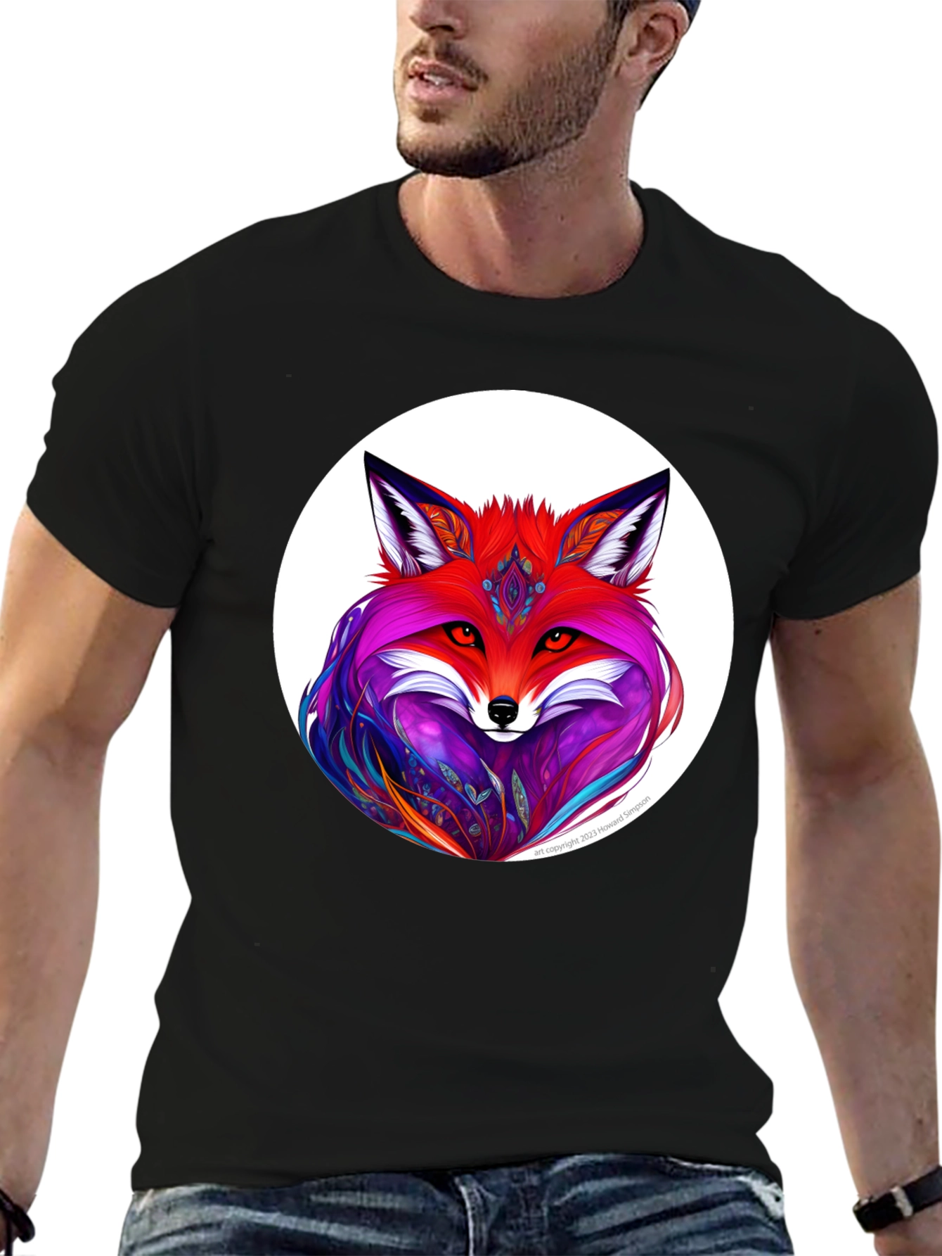 Vibrant Fox Graphic Tee - Unique Artistic Design