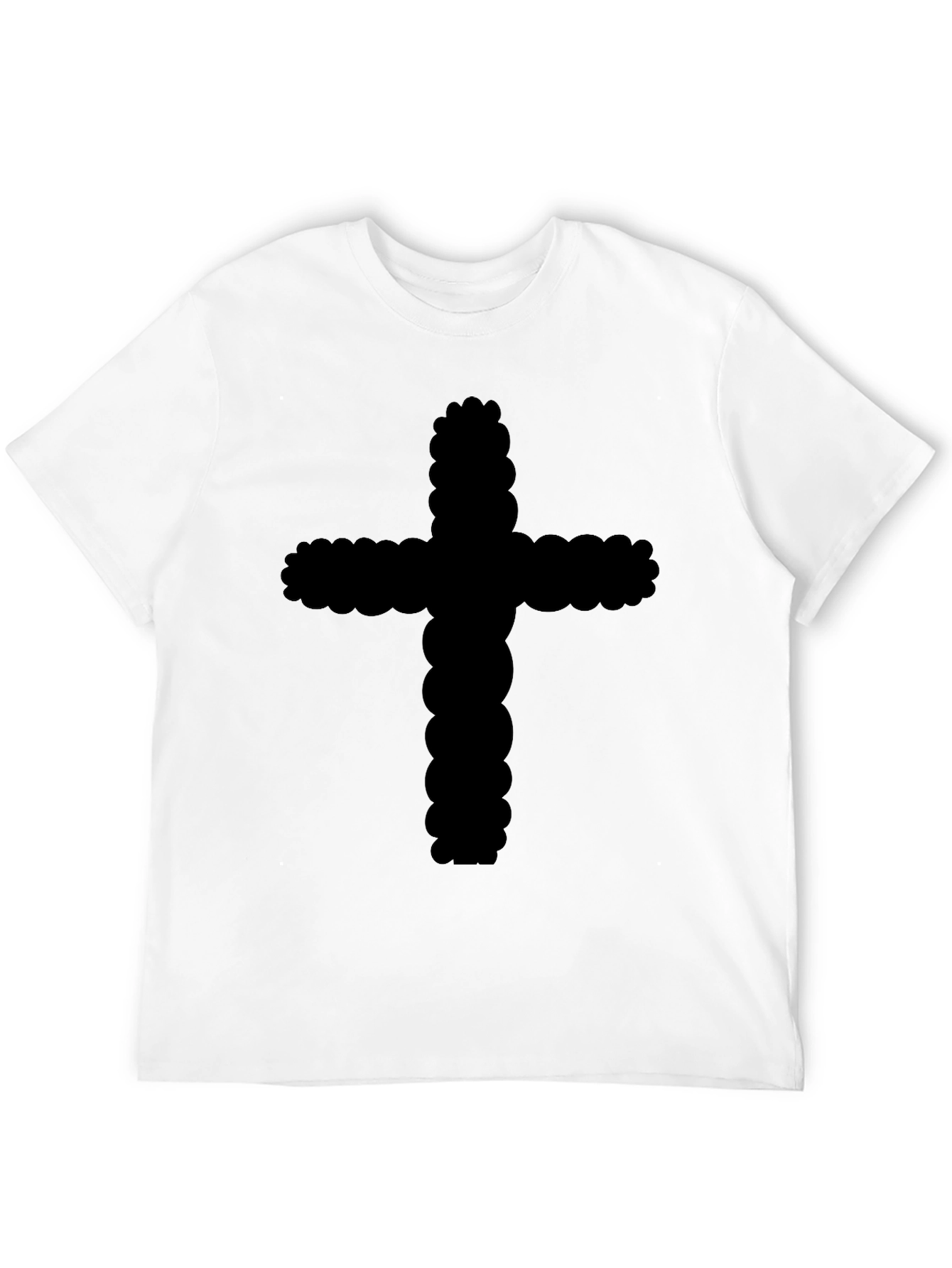 Black Cotton T-Shirt with Cross Design
