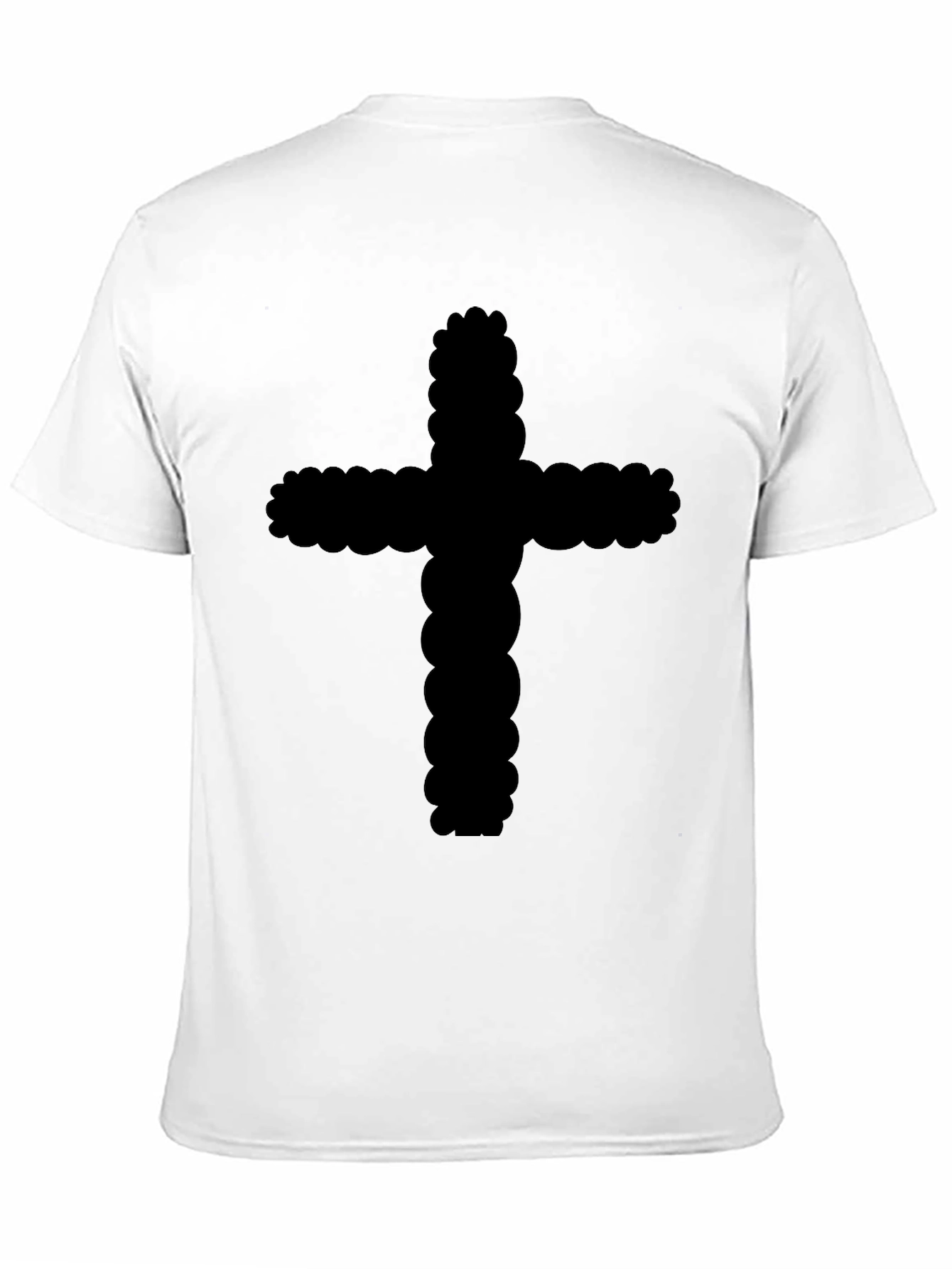 Black Cotton T-Shirt with Cross Design