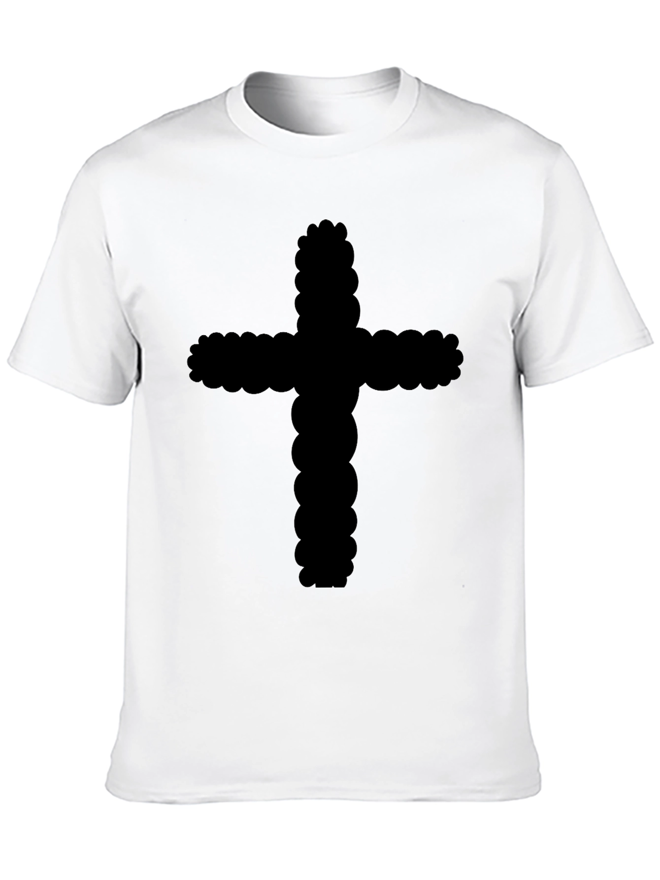 Black Cotton T-Shirt with Cross Design