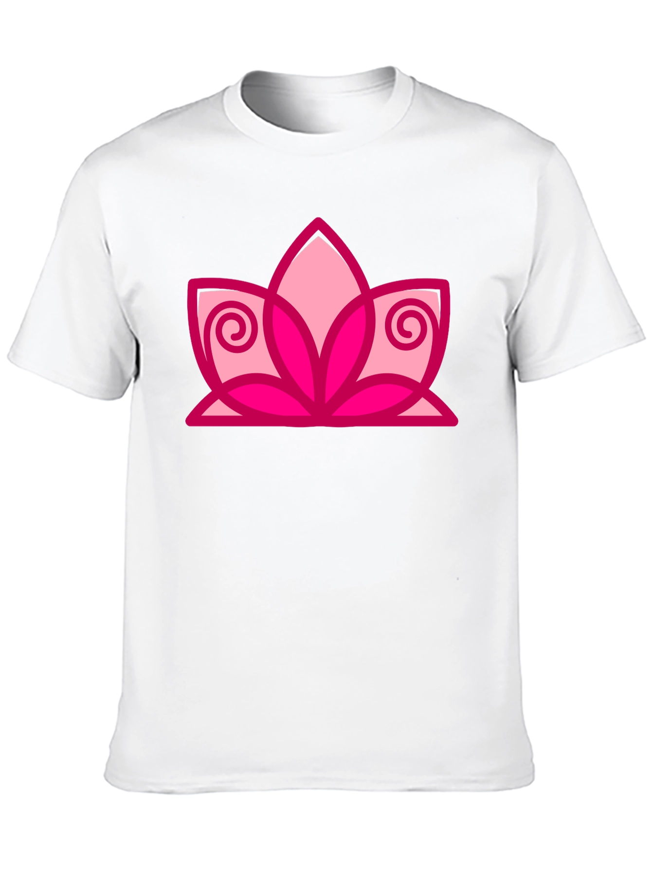 Black T-Shirt with Pink Lotus Flower Design