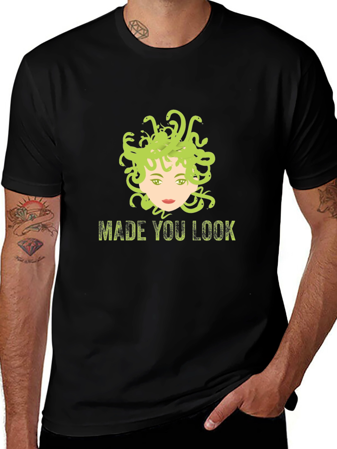 Medusa Made You Look Graphic Tee - Black