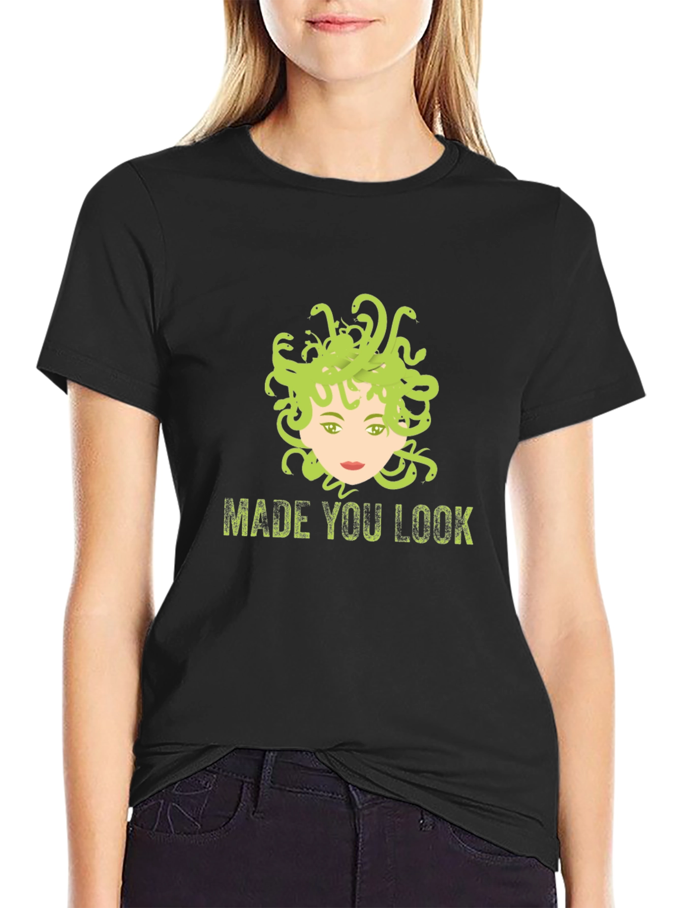 Medusa Made You Look Graphic Tee - Black