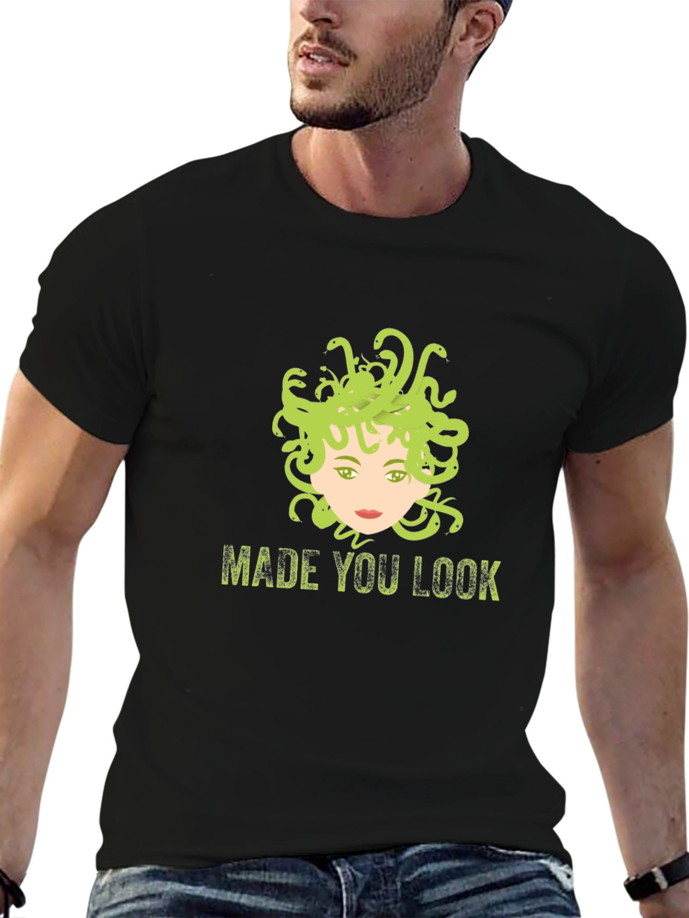 Medusa Made You Look Graphic Tee - Black