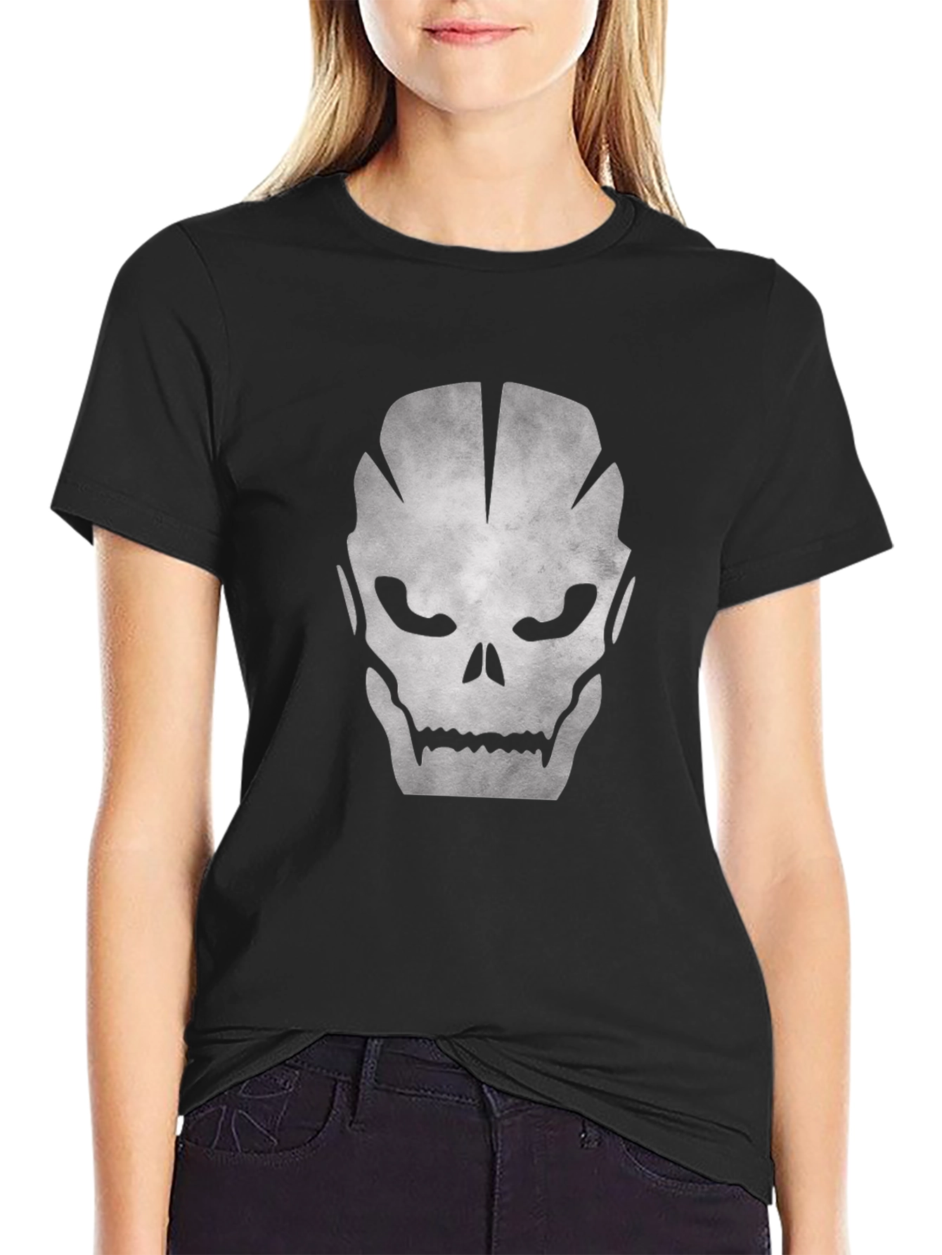 Skull Graphic Black Cotton Tee for Men