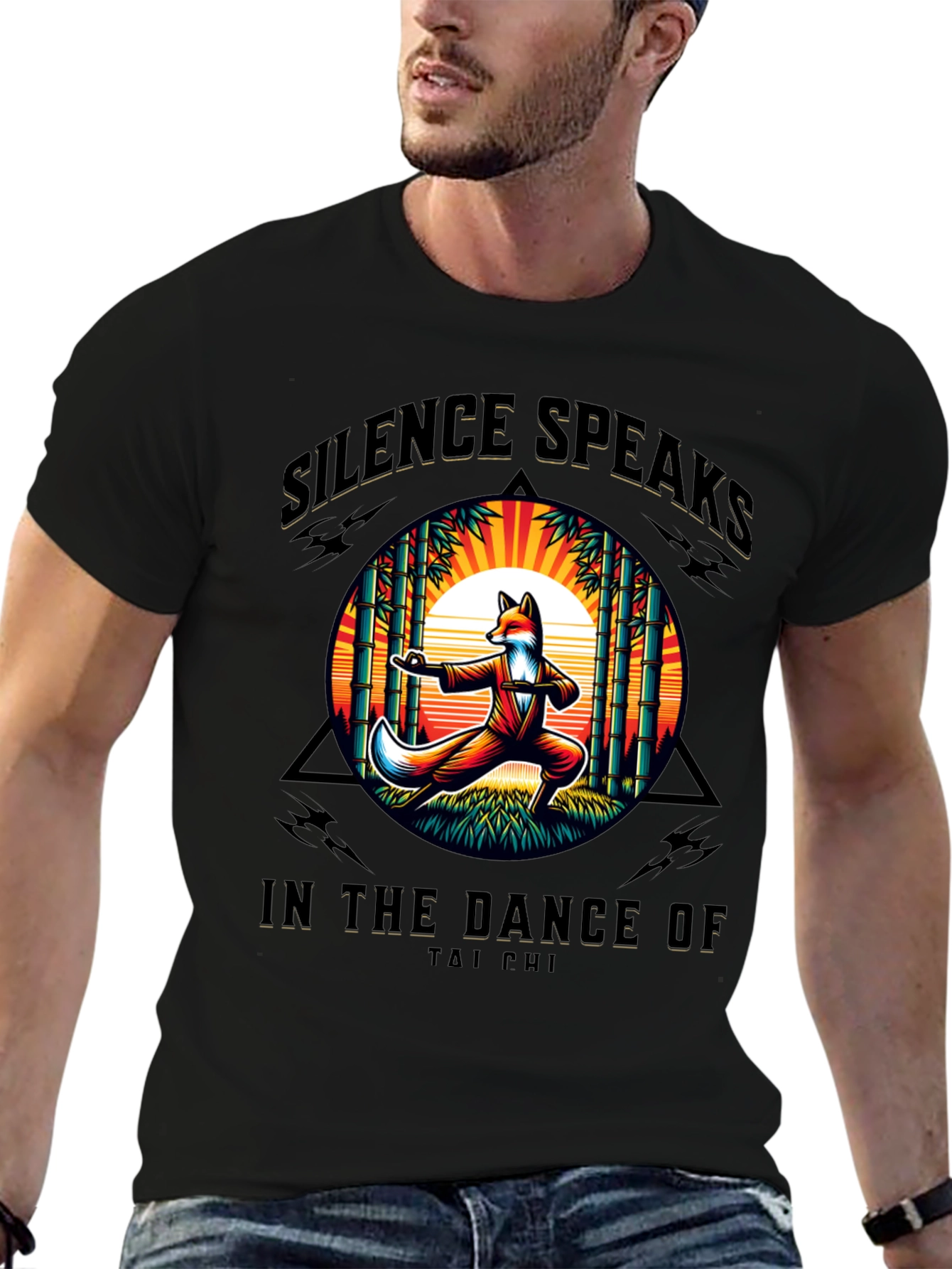 Silence Speaks Tai Chi Fox Graphic T-Shirt