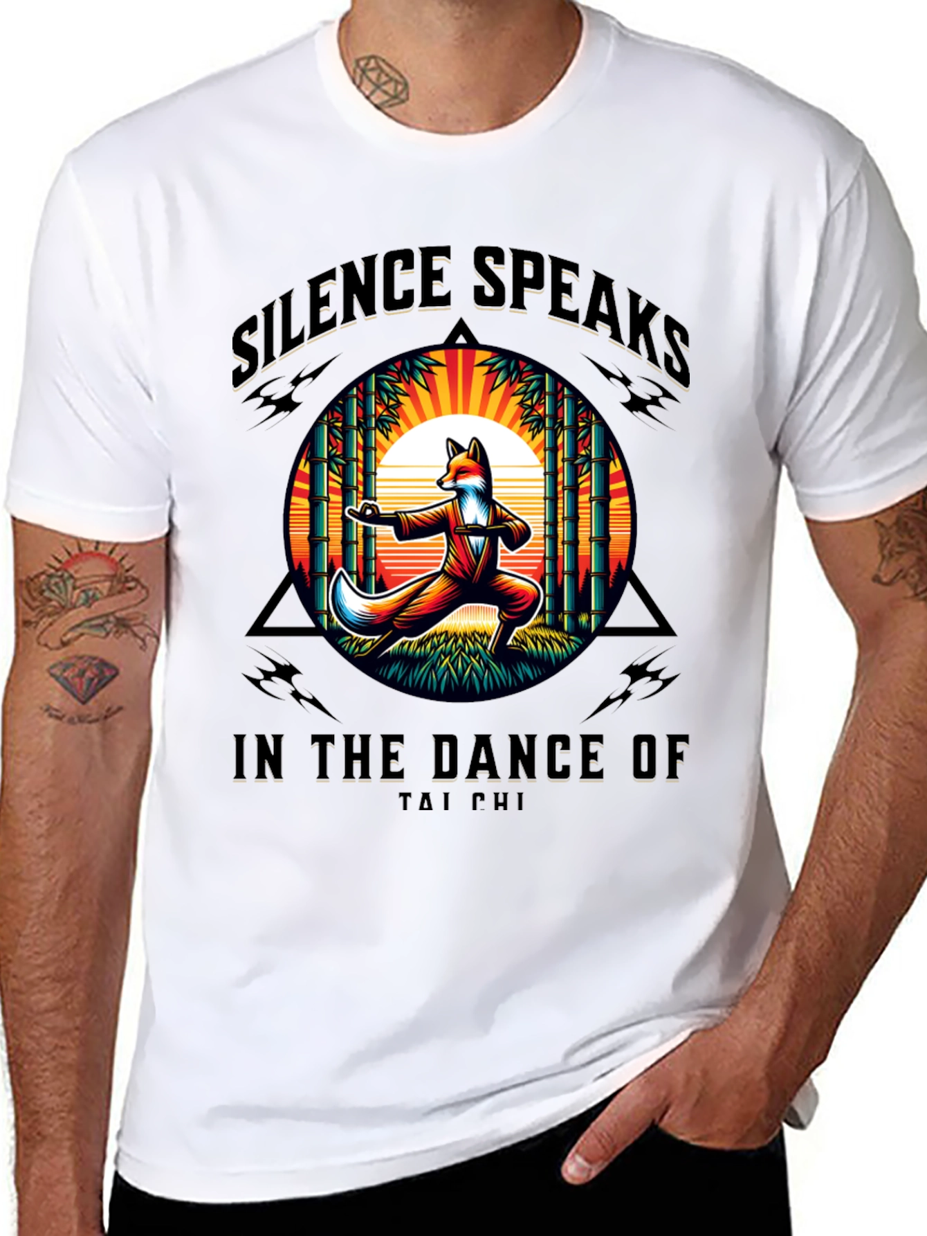 Silence Speaks Tai Chi Fox Graphic T-Shirt
