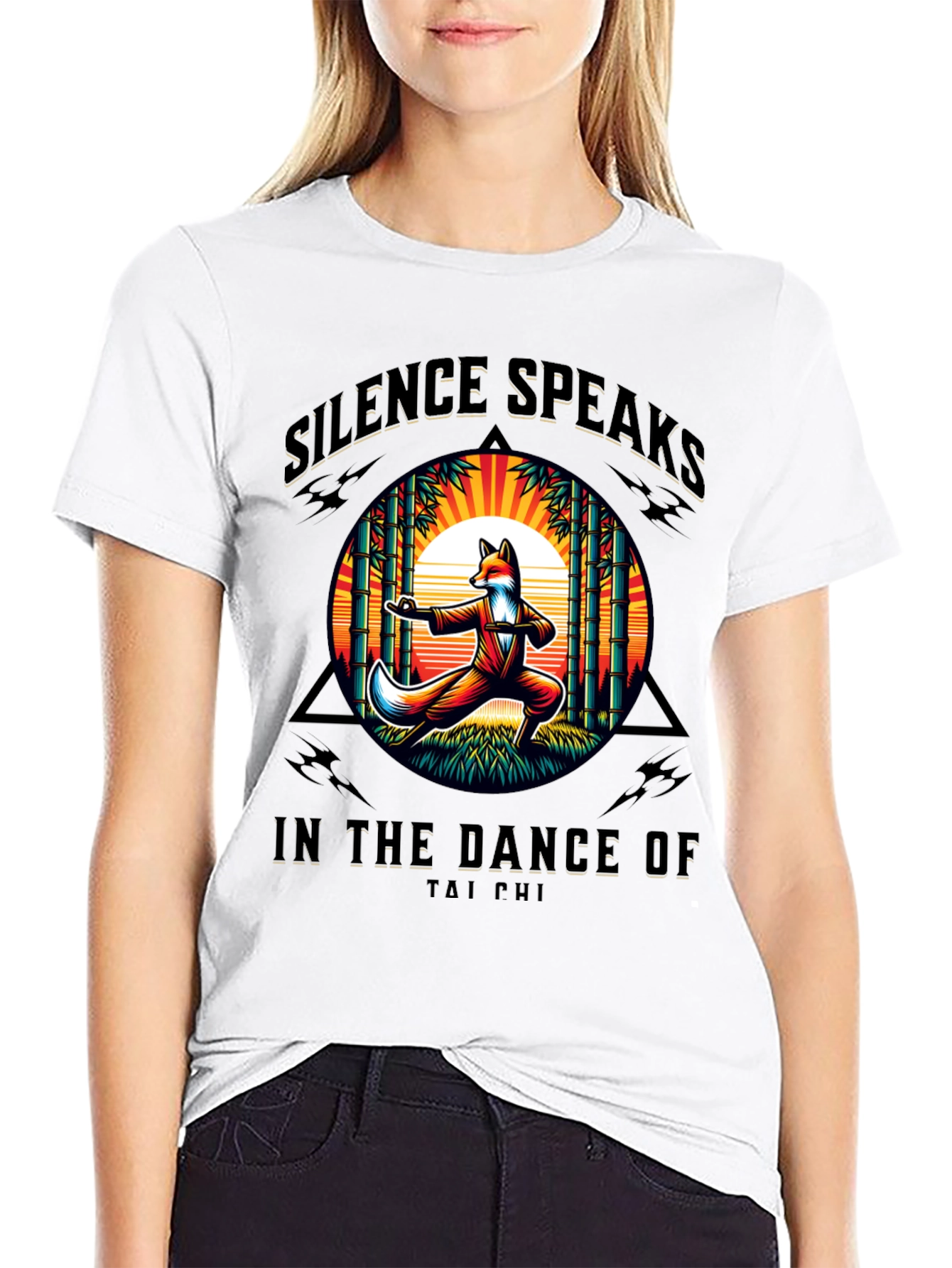 Silence Speaks Tai Chi Fox Graphic T-Shirt