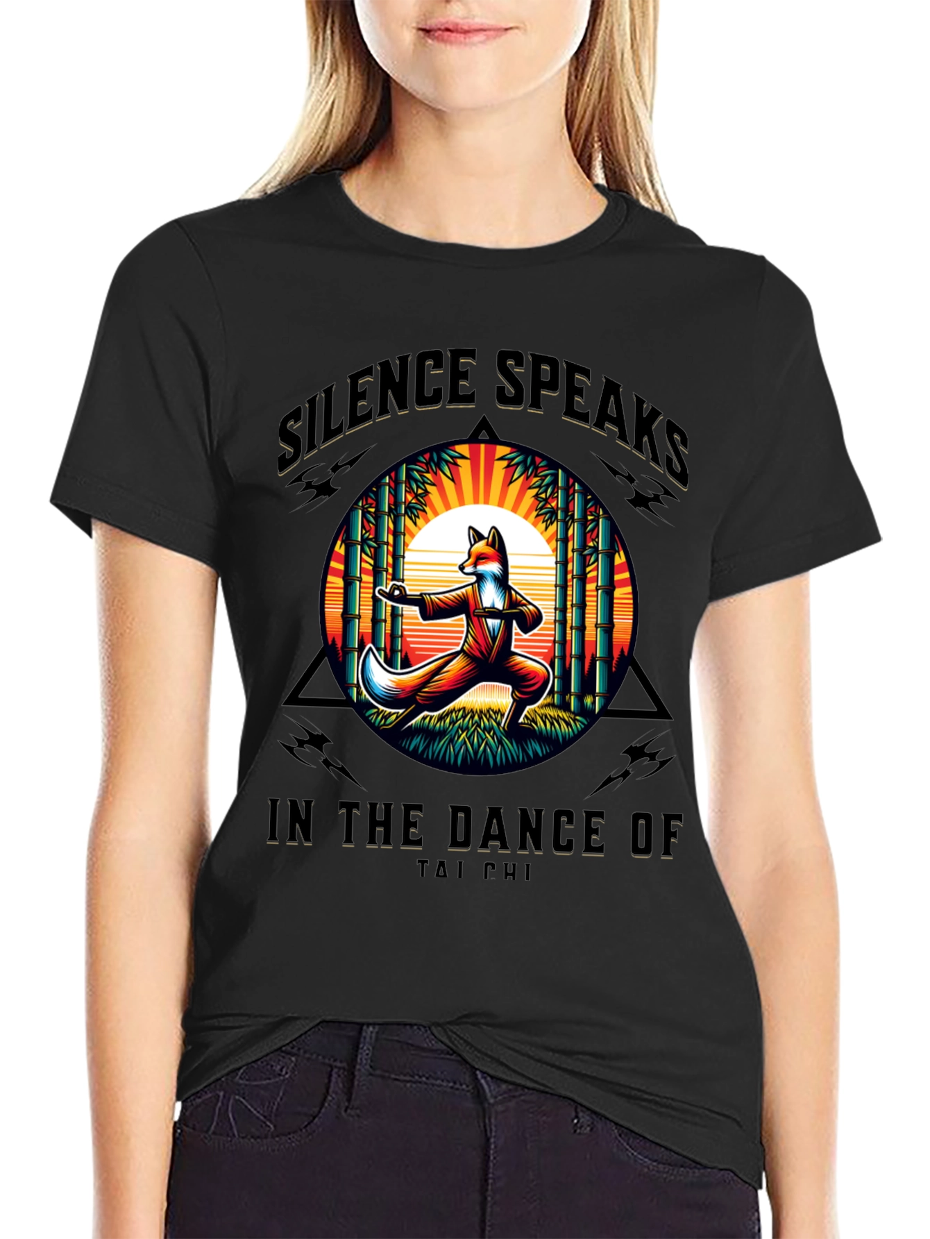 Silence Speaks Tai Chi Fox Graphic T-Shirt
