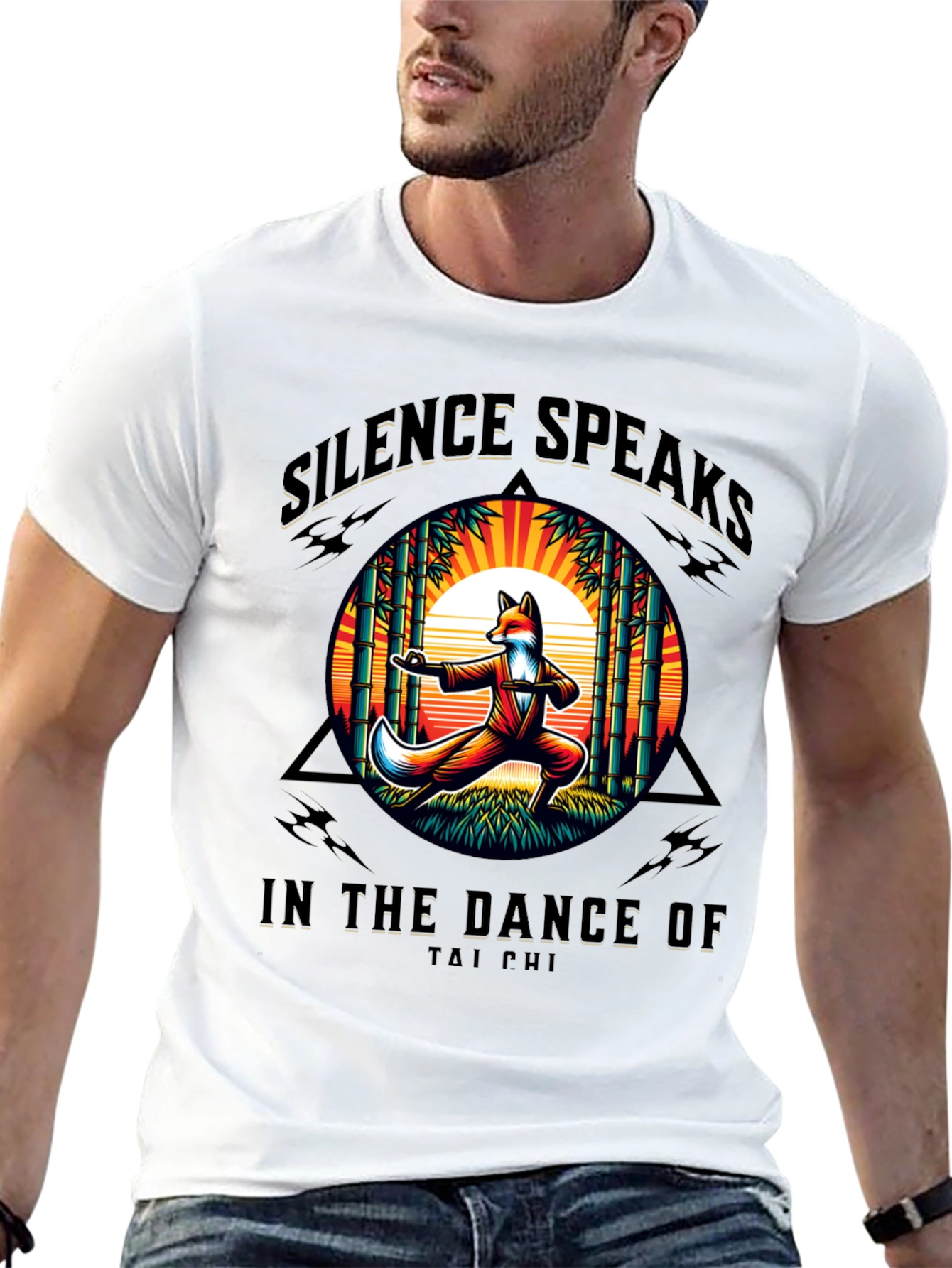 Silence Speaks Tai Chi Fox Graphic T-Shirt