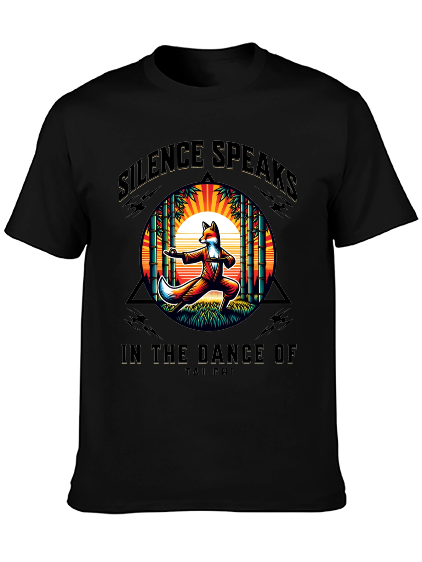 Silence Speaks Tai Chi Fox Graphic T-Shirt