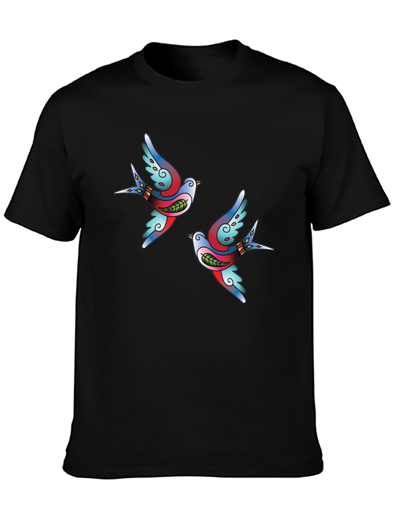 Swallow Tattoo Graphic Black T-Shirt