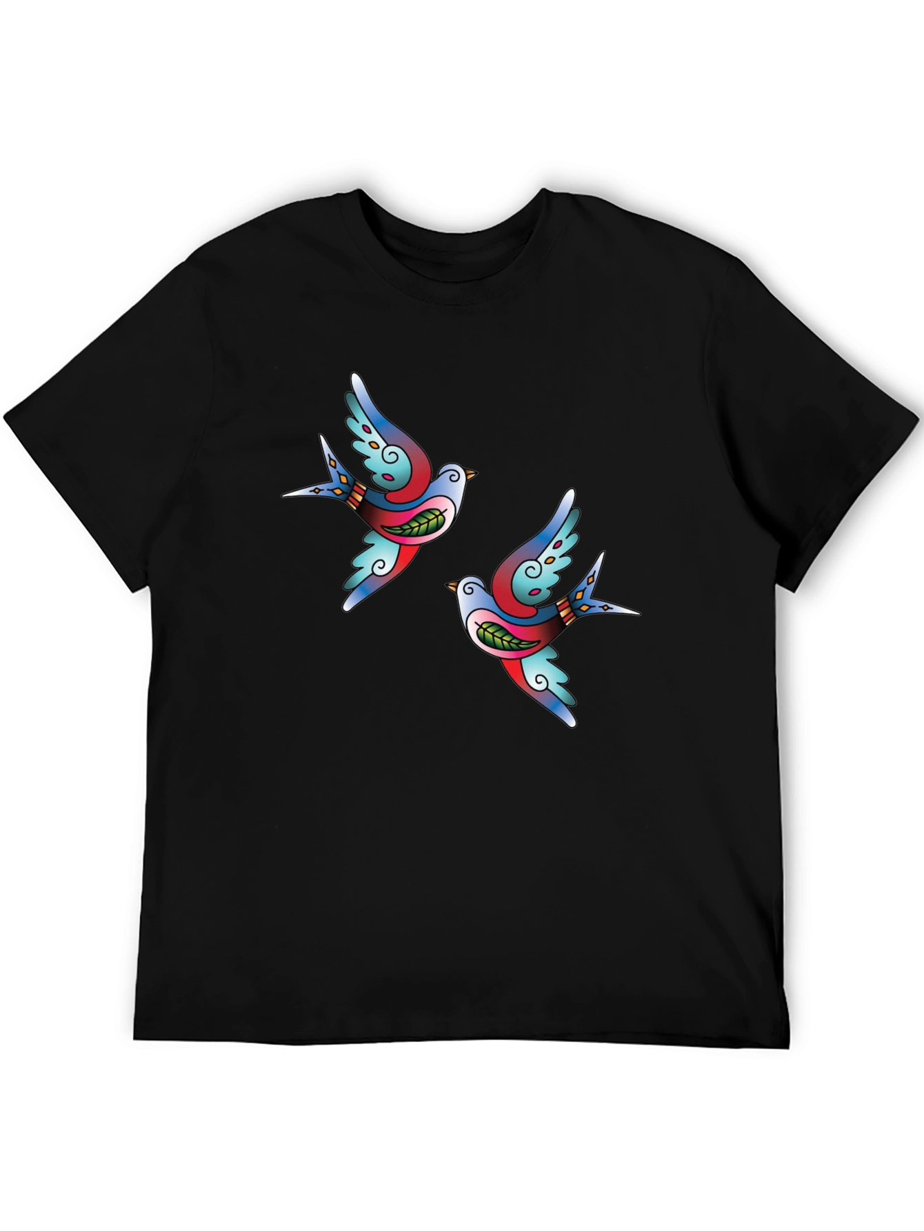 Swallow Tattoo Graphic Black T-Shirt