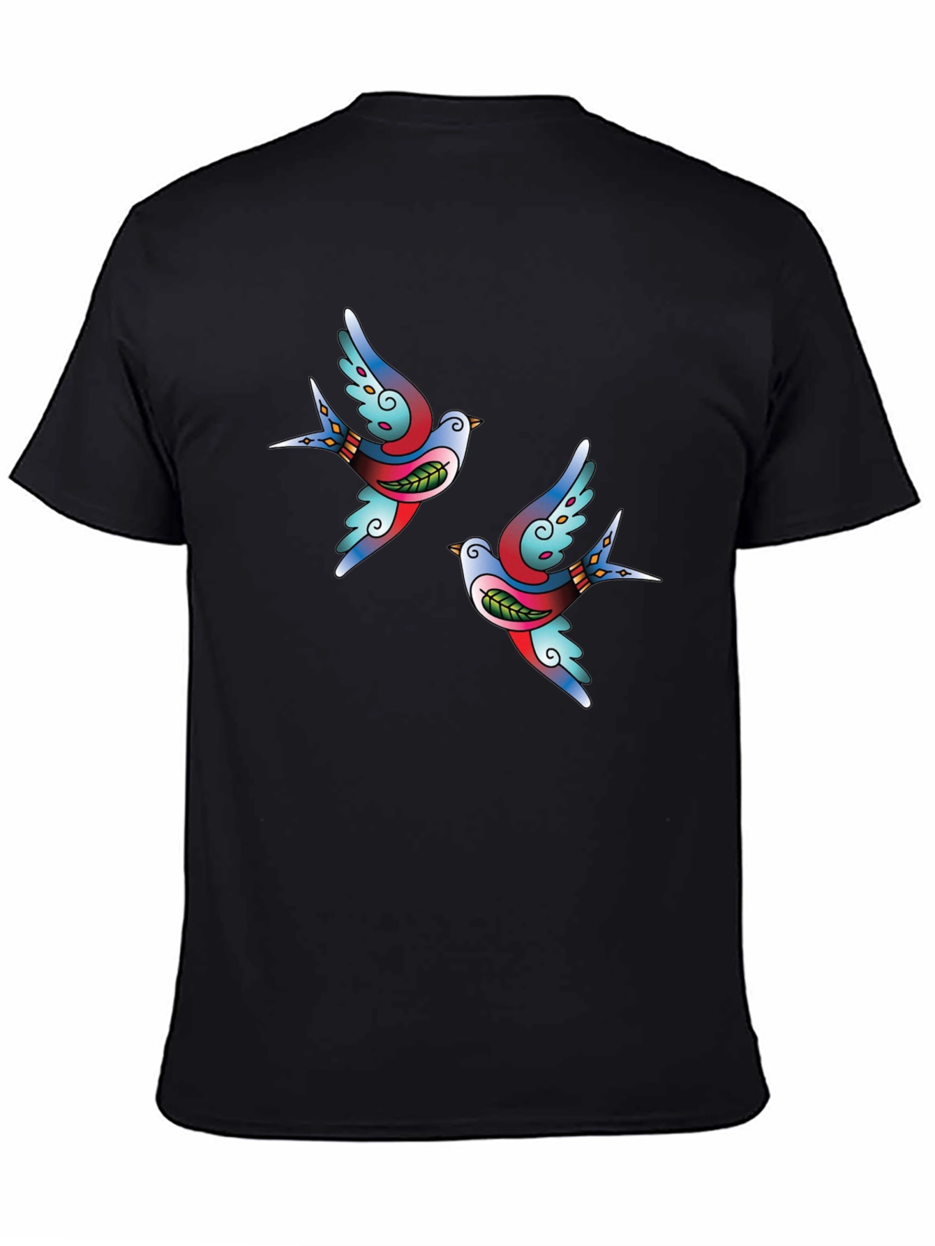 Swallow Tattoo Graphic Black T-Shirt